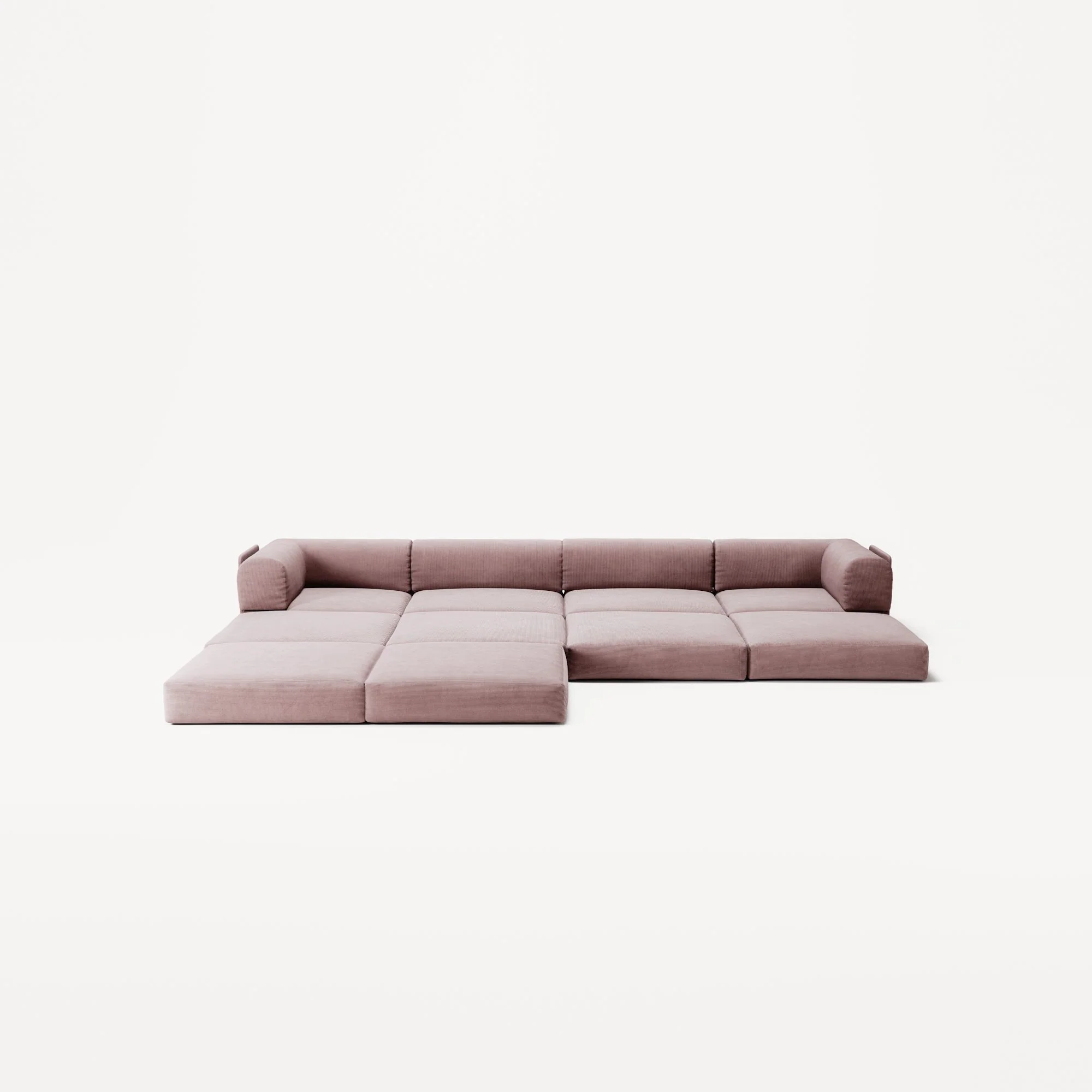LUNA - 4 Seat corner sofa with open end - Left - Corduroy Soft Pink - Image 4