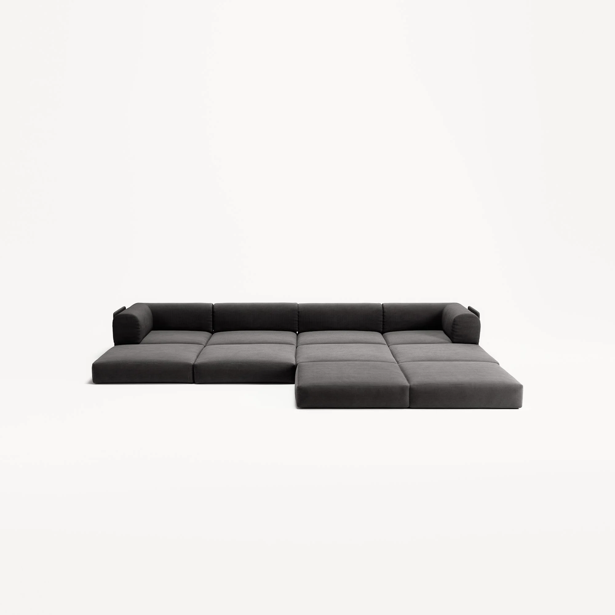 LUNA - 4 Seat corner sofa with open end - Right - Corduroy Charcoal - Image 4