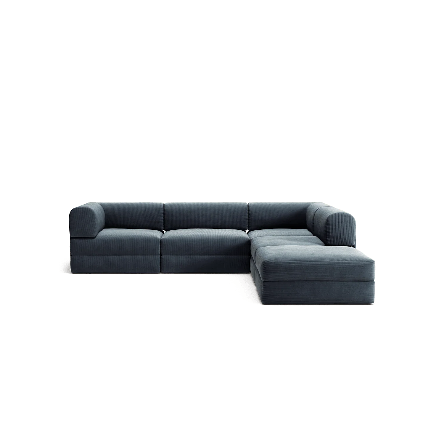 LUNA - 4 Seat corner sofa with open end - Right - Corduroy Dark Blue