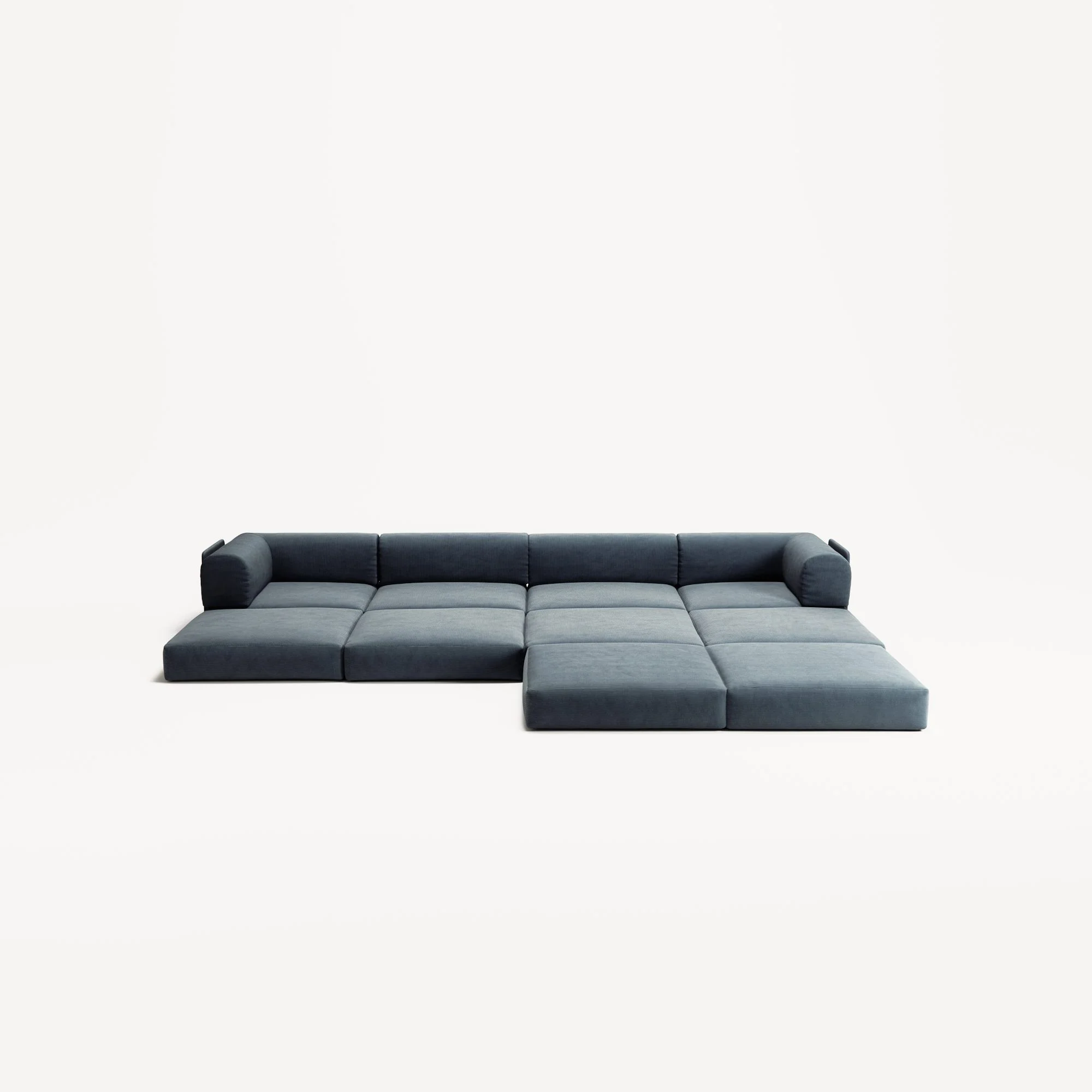LUNA - 4 Seat corner sofa with open end - Right - Corduroy Dark Blue - Image 4
