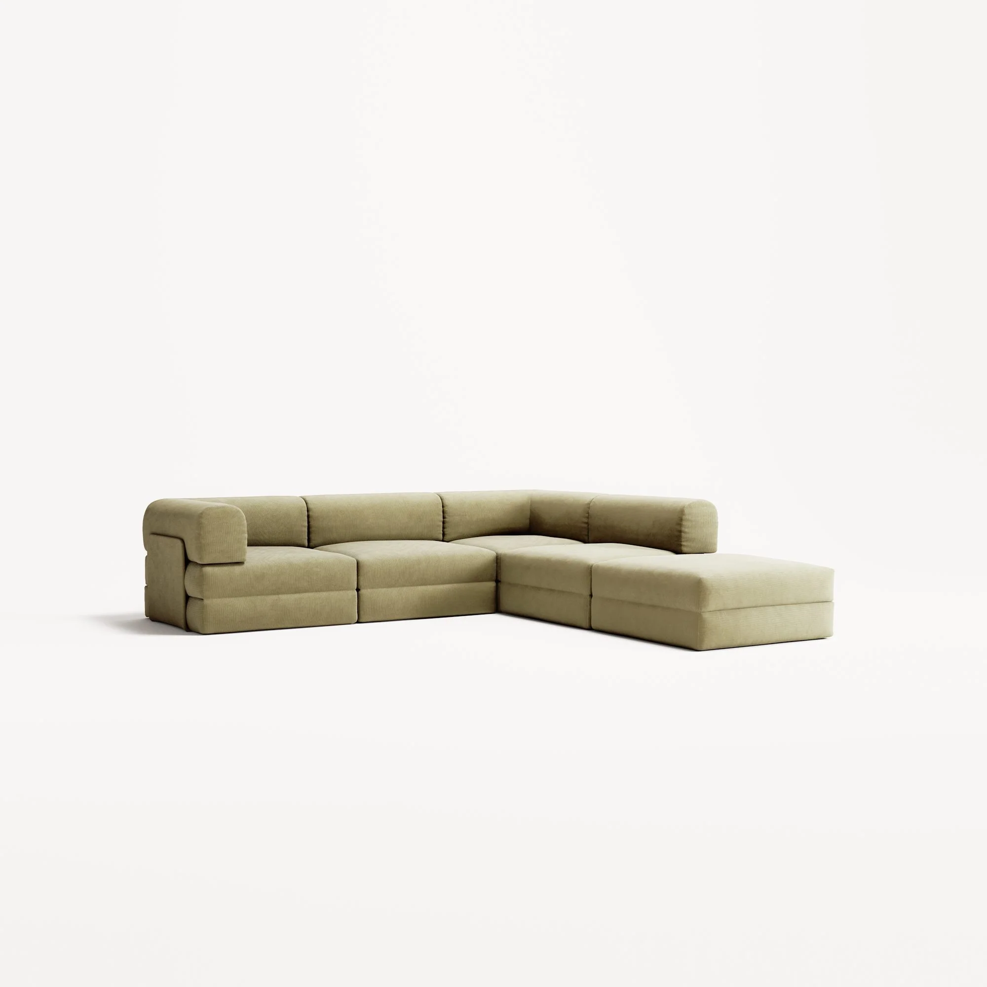 LUNA - 4 Seat corner sofa with open end - Right - Corduroy Lime - Image 2
