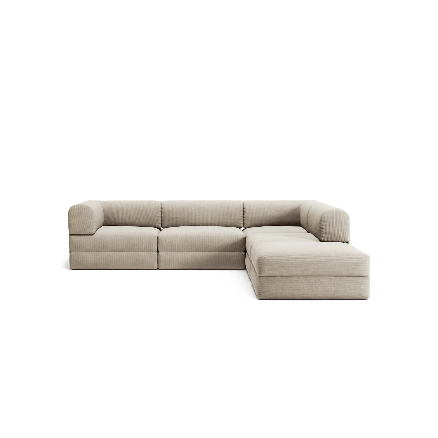 LUNA - 4 Seat corner sofa with open end - Right - Corduroy Off-White