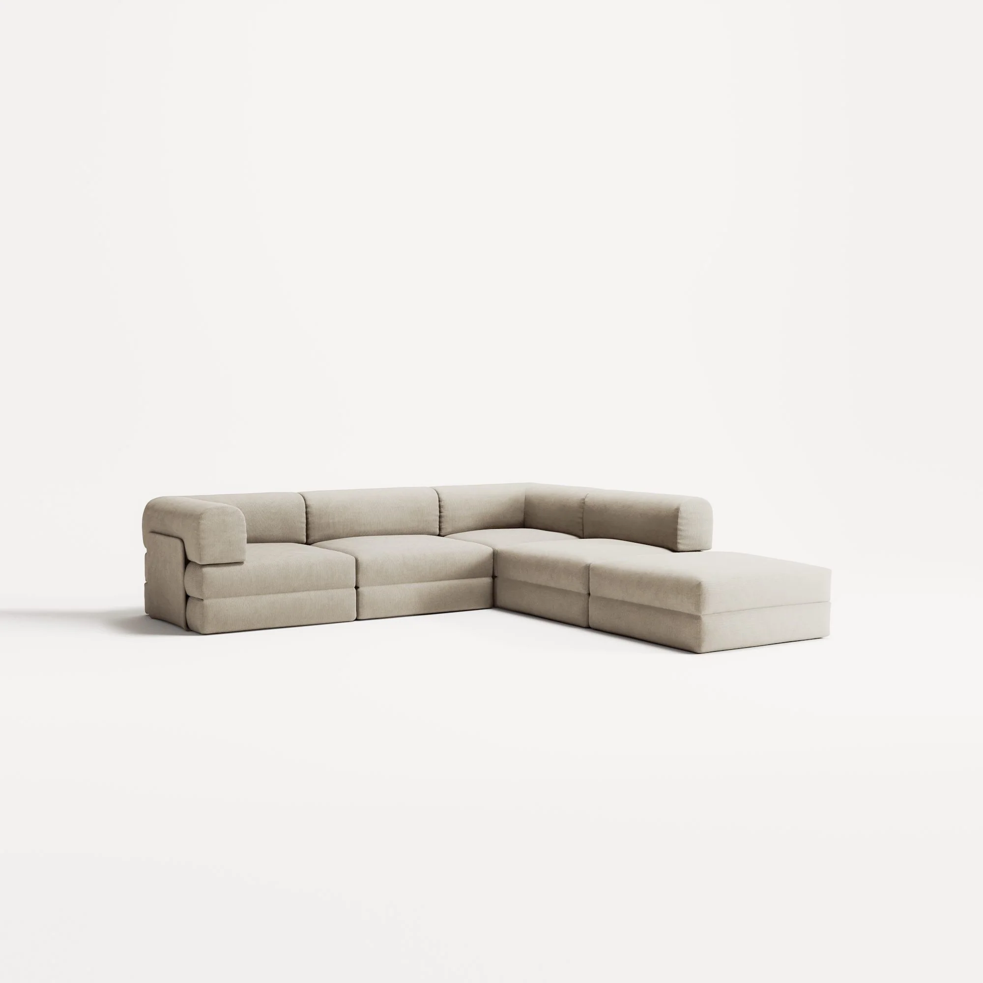 LUNA - 4 Seat corner sofa with open end - Right - Corduroy Off-White - Image 2