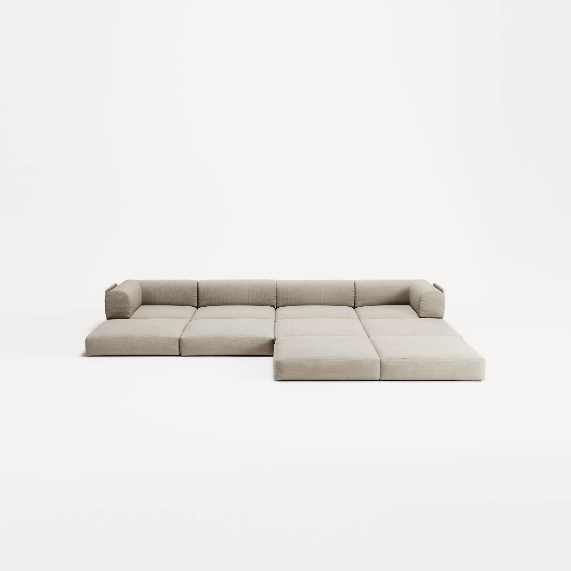 LUNA - 4 Seat corner sofa with open end - Right - Corduroy Off-White - Image 4