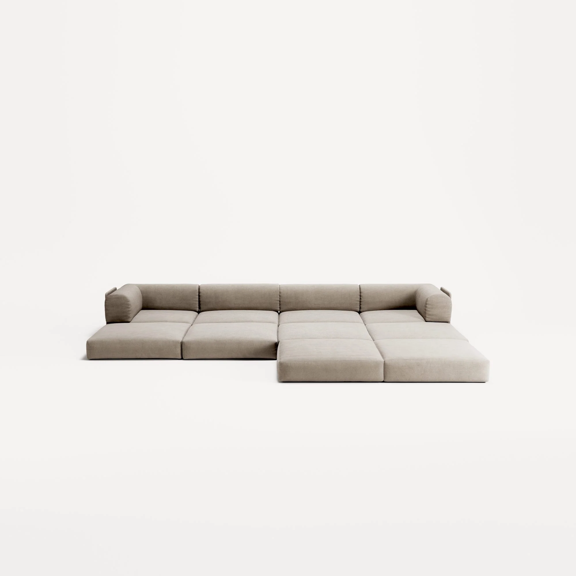 LUNA - 4 Seat corner sofa with open end - Right - Corduroy Pale Beige - Image 4