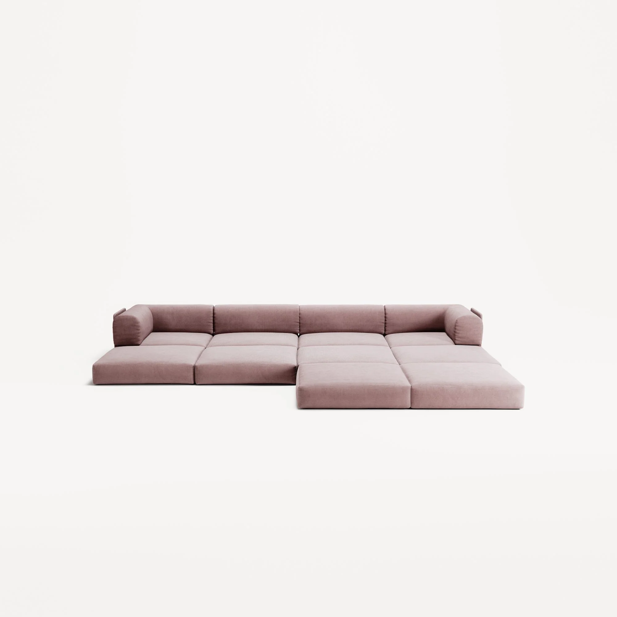 LUNA - 4 Seat corner sofa with open end - Right - Corduroy Soft Pink - Image 4