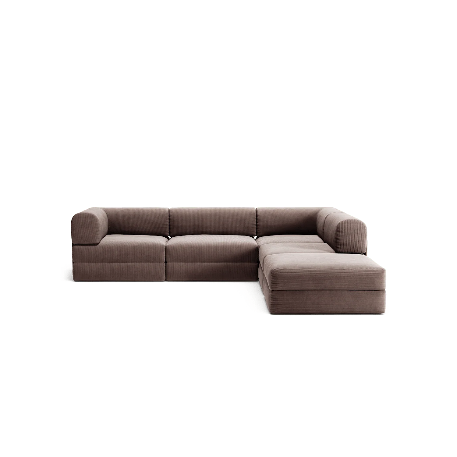 LUNA - 4 Seat corner sofa with open end - Right - Corduroy Warm Brown