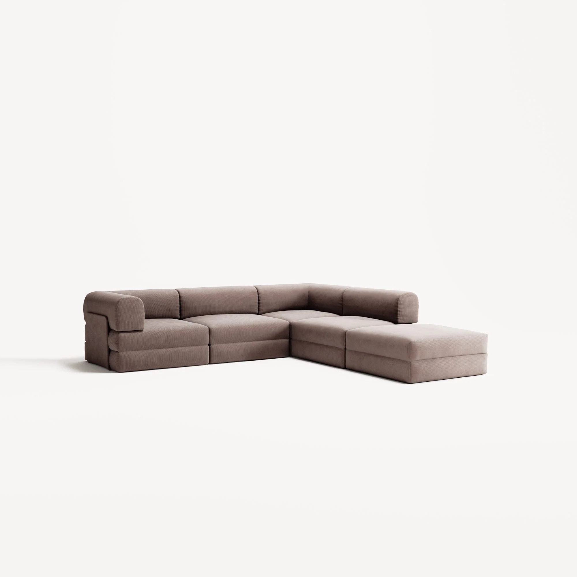 LUNA - 4 Seat corner sofa with open end - Right - Corduroy Warm Brown - Image 2