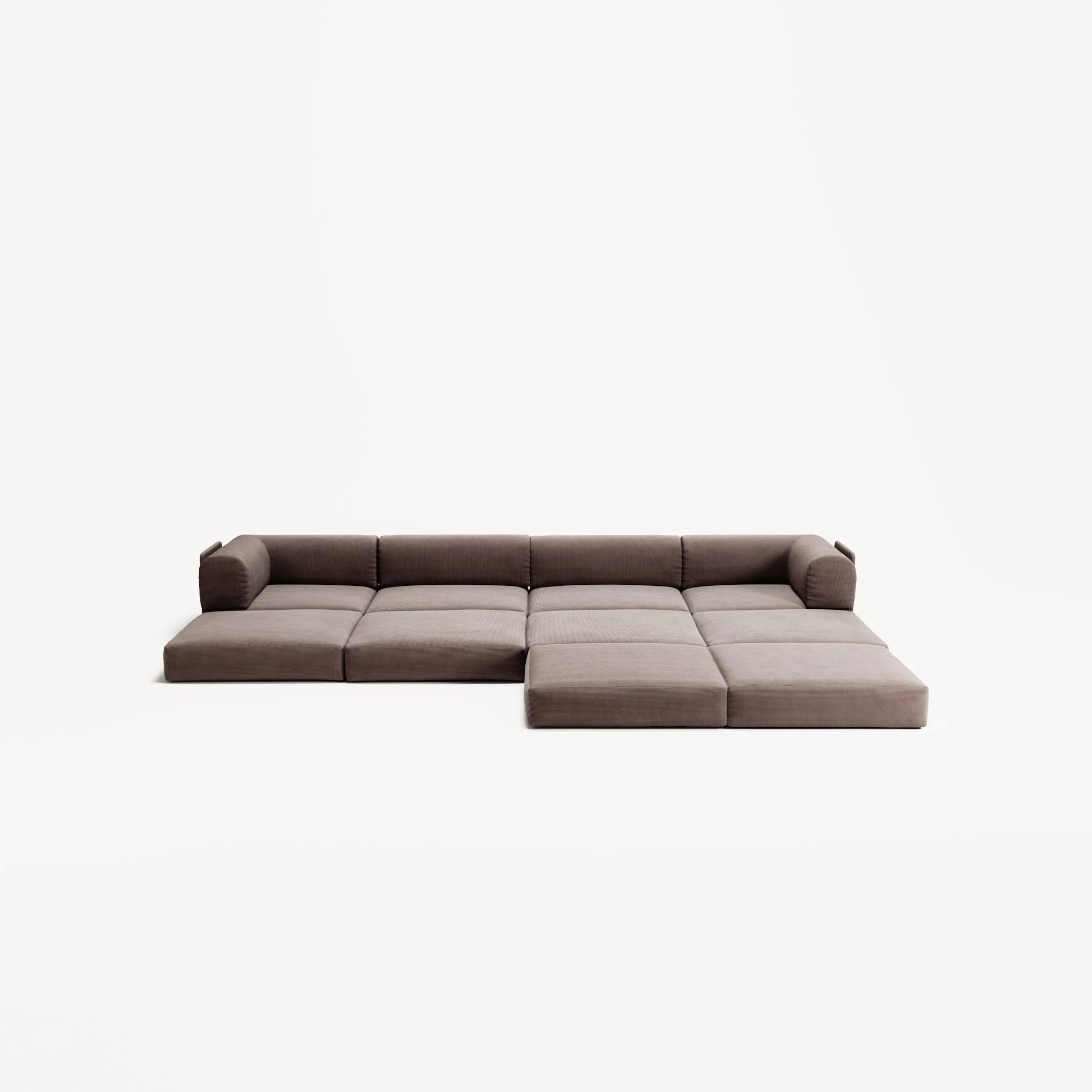 LUNA - 4 Seat corner sofa with open end - Right - Corduroy Warm Brown - Image 4