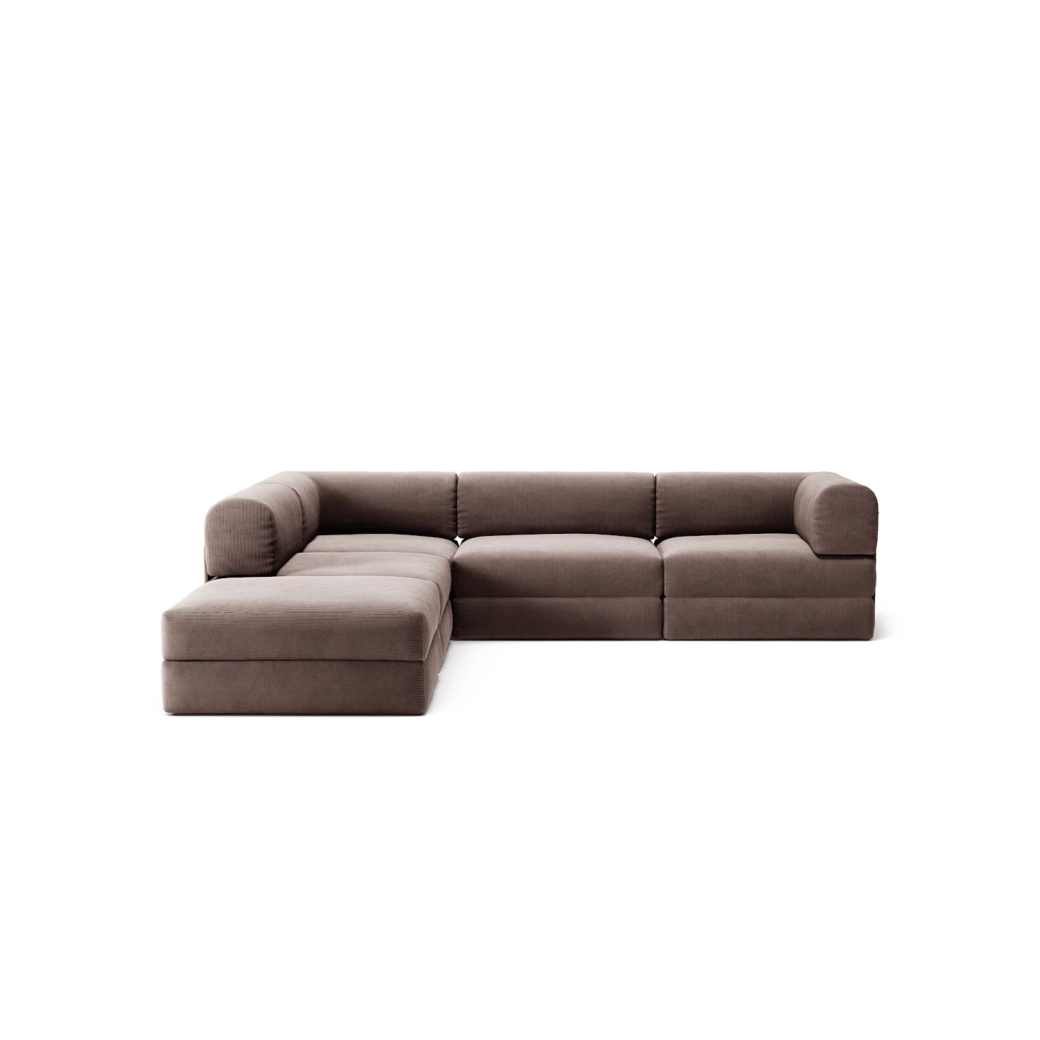 LUNA - 4 Seat corner sofa with open end - Left - Corduroy Warm Brown