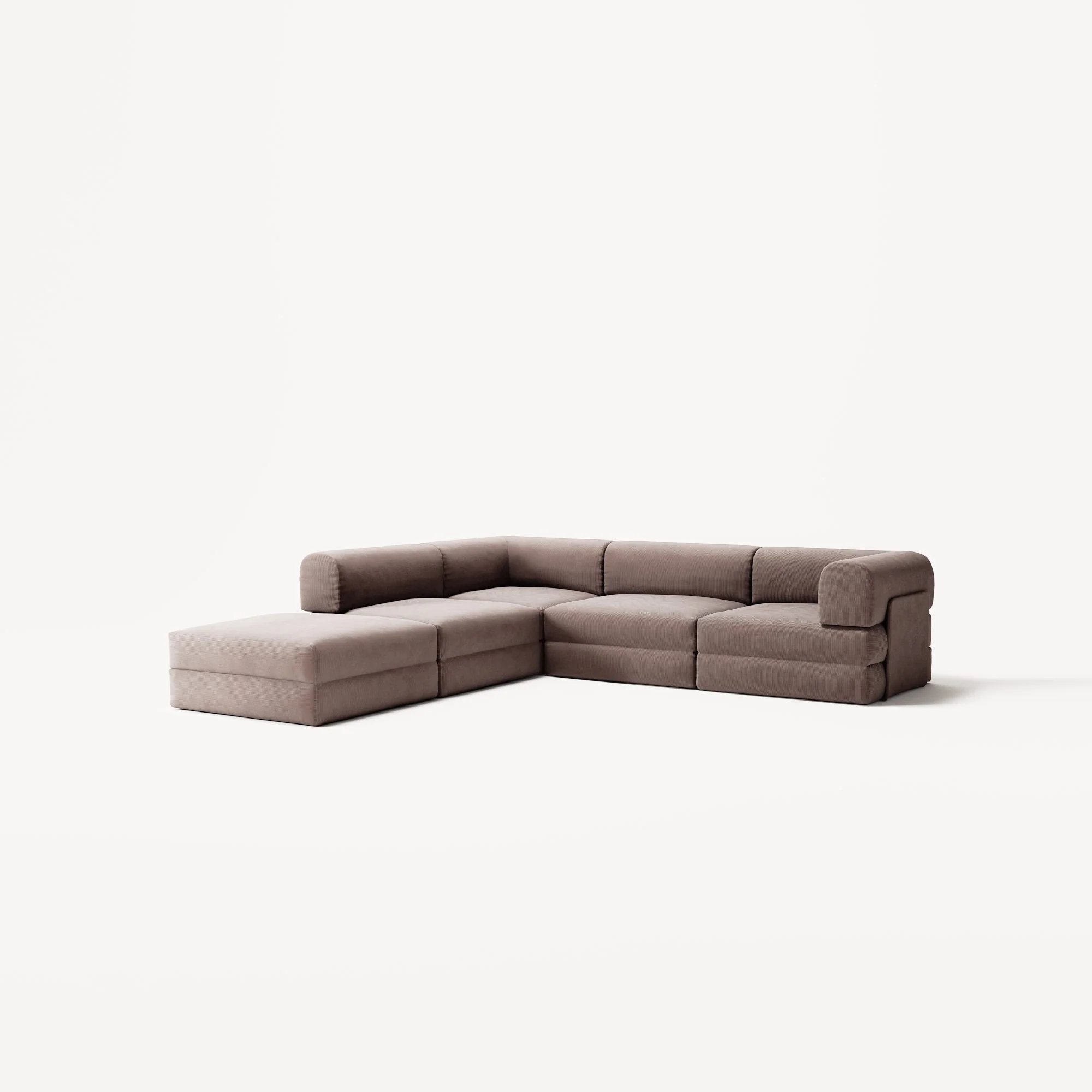 LUNA - 4 Seat corner sofa with open end - Left - Corduroy Warm Brown - Image 2