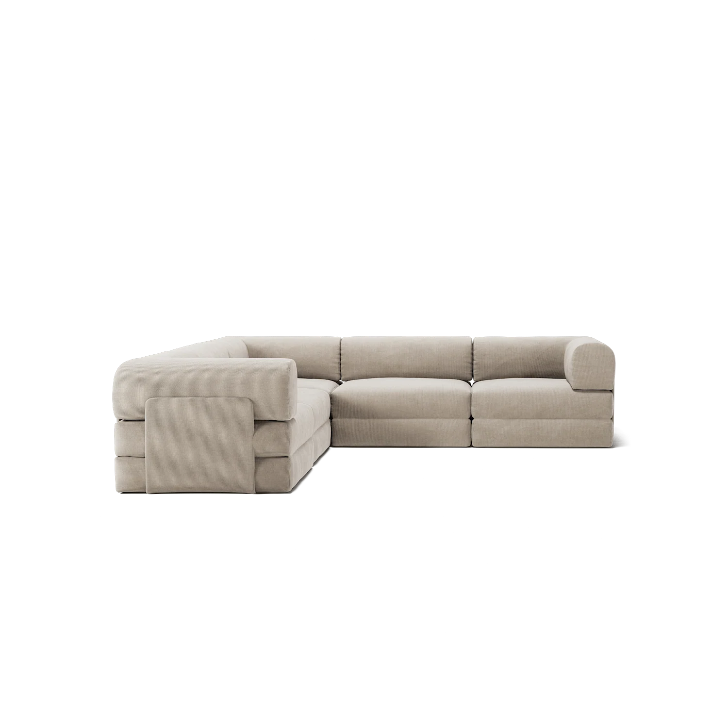 LUNA - 5 Seat corner sofa - Left - Corduroy Pale Beige