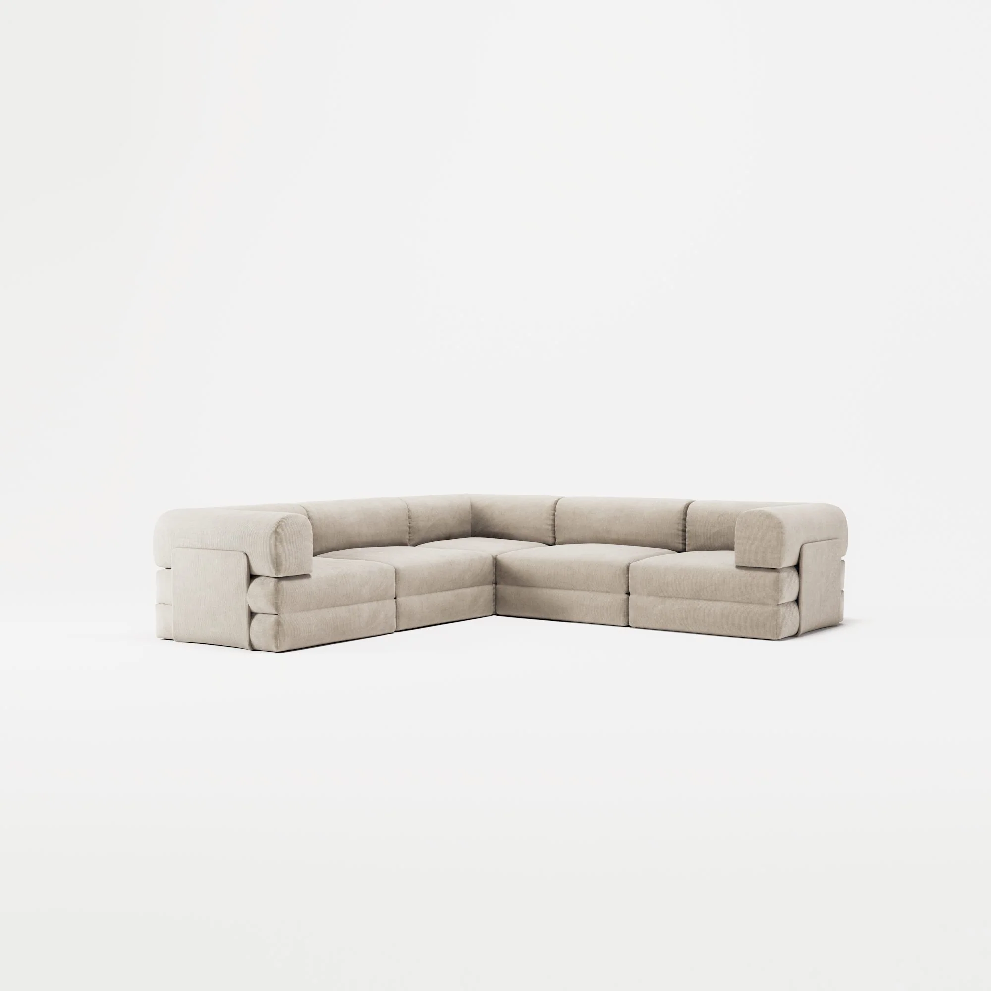 LUNA - 5 Seat corner sofa - Left - Corduroy Pale Beige - Image 2