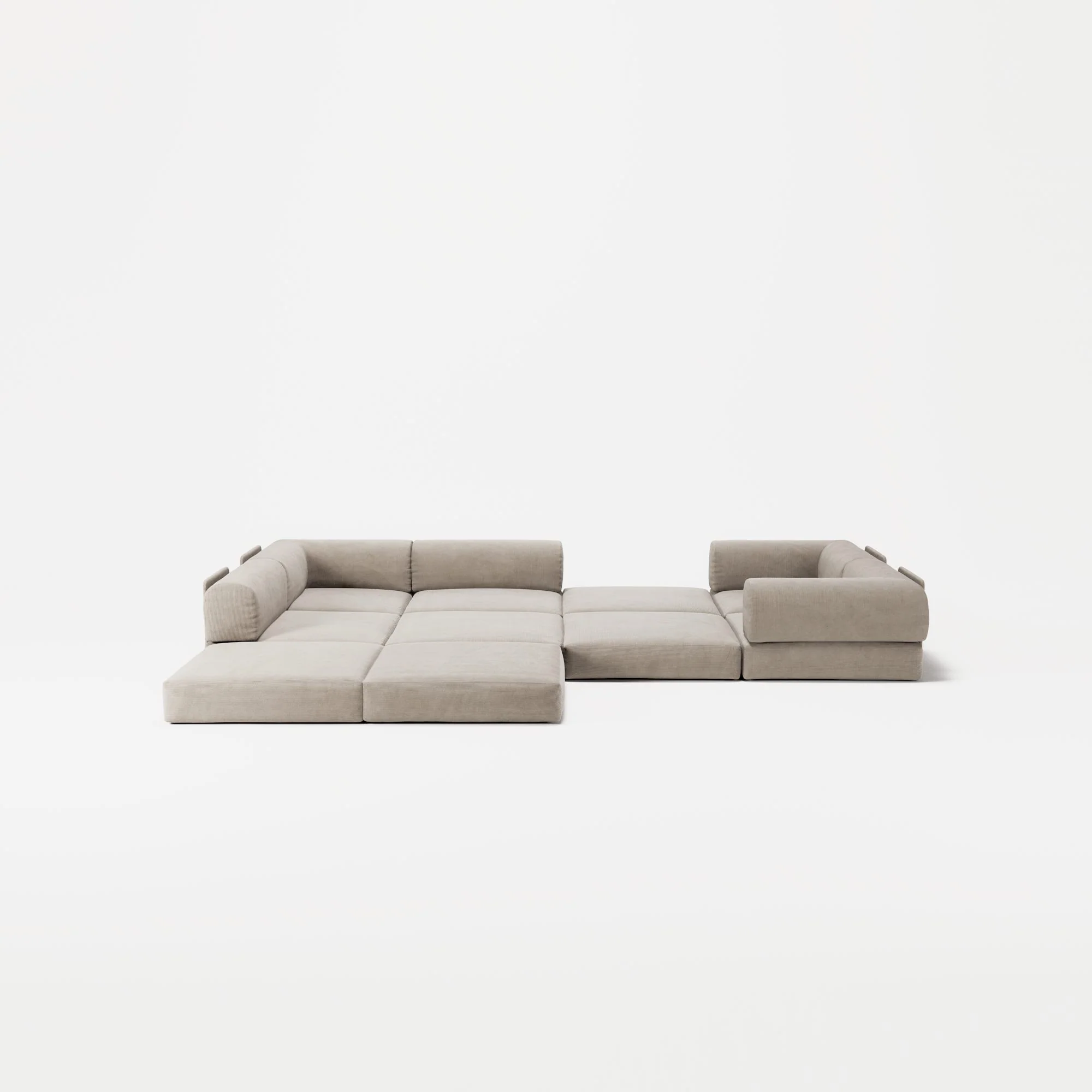 LUNA - 5 Seat corner sofa - Left - Corduroy Pale Beige - Image 4