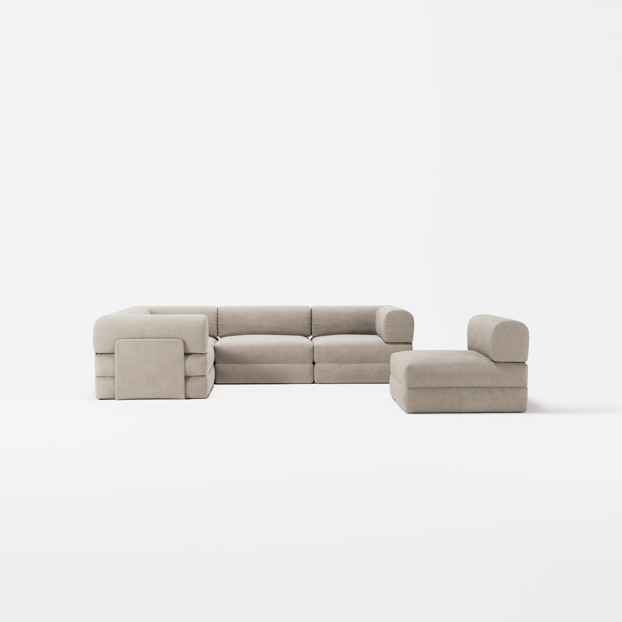 LUNA - 5 Seat corner sofa - Left - Corduroy Pale Beige - Image 5