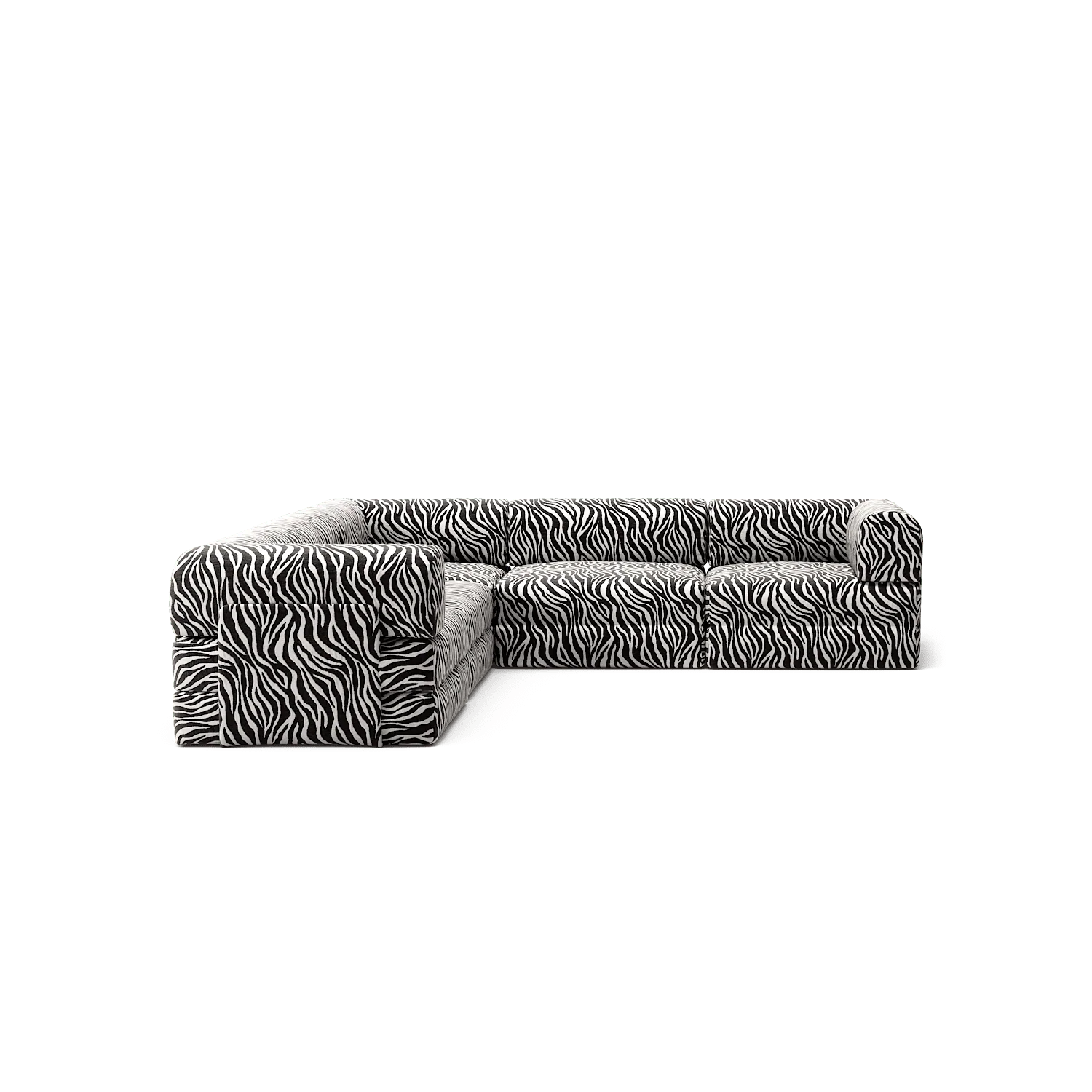 LUNA - 5 Seat corner sofa - Left - Chenille Jacquard Zebra Black White