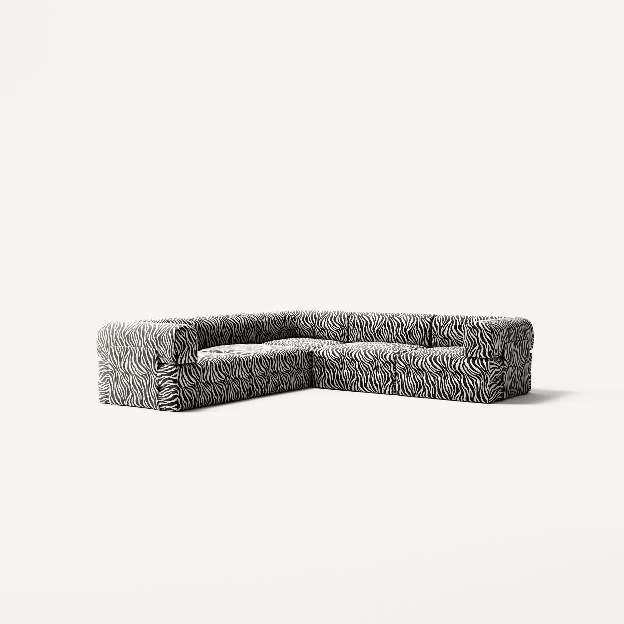 LUNA - 5 Seat corner sofa - Left - Chenille Jacquard Zebra Black White - Image 2