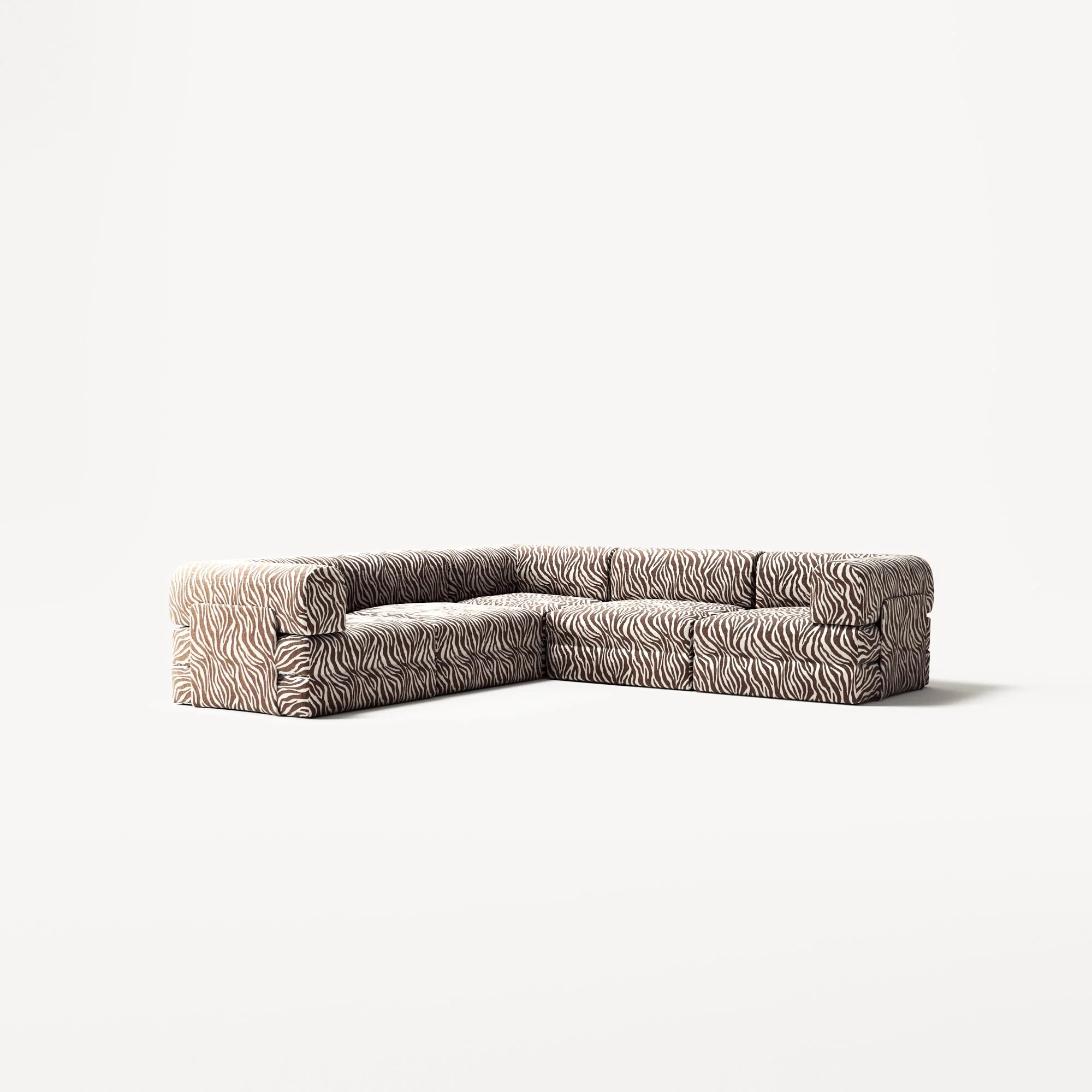 LUNA - 5 Seat corner sofa - Left - Chenille Jacquard Zebra Brown White - Image 2