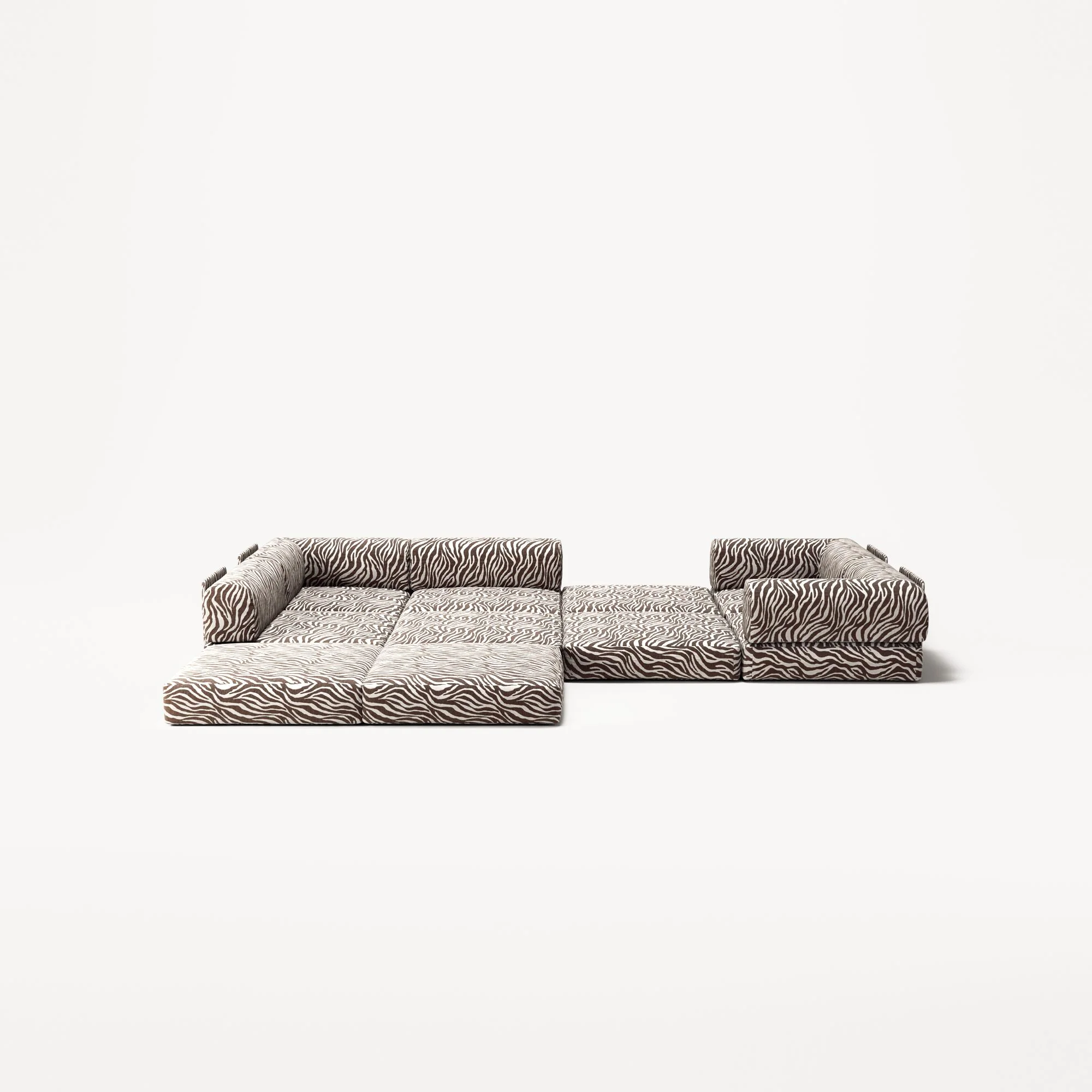 LUNA - 5 Seat corner sofa - Left - Chenille Jacquard Zebra Brown White - Image 4