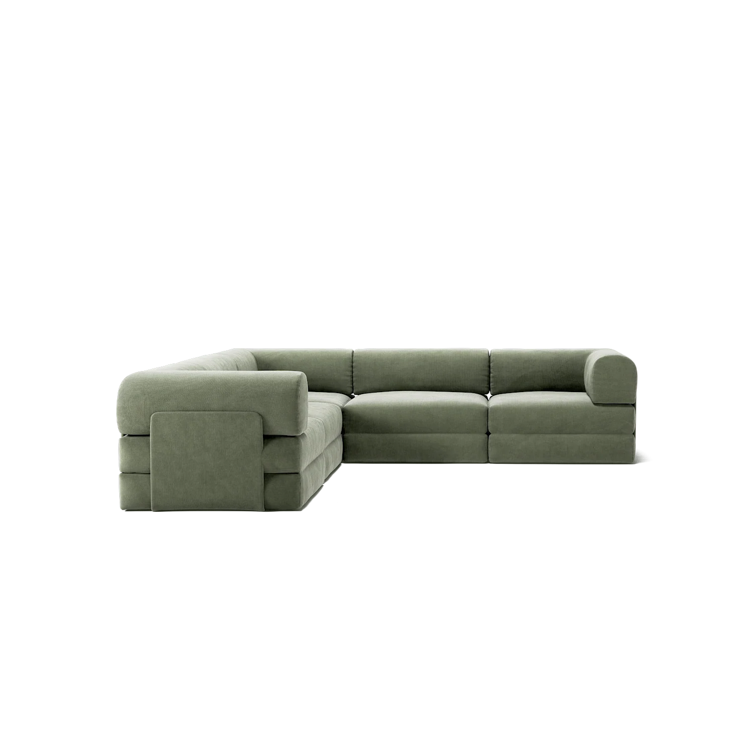 LUNA - 5 Seat corner sofa - Left - Corduroy Moss Green