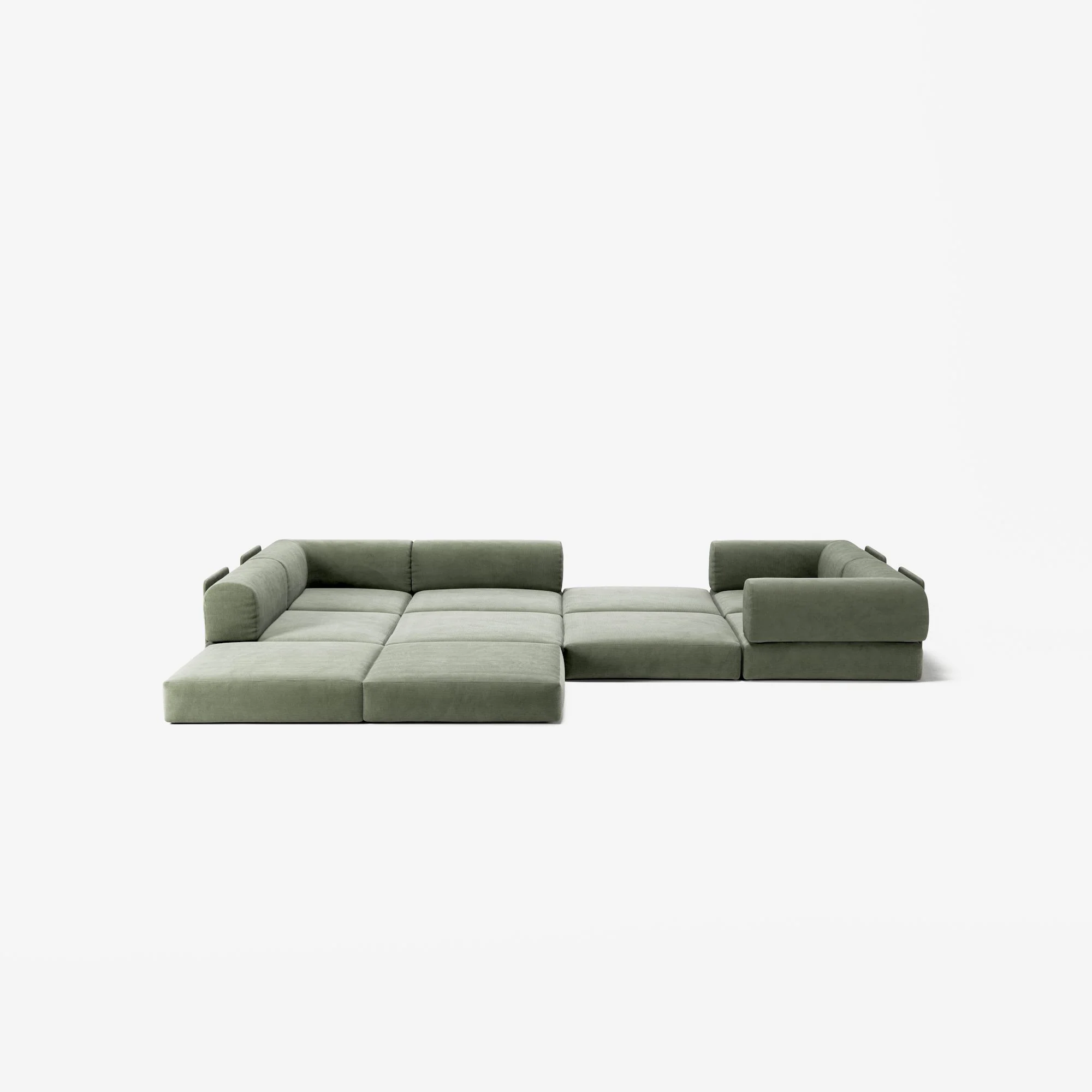 LUNA - 5 Seat corner sofa - Left - Corduroy Moss Green - Image 4