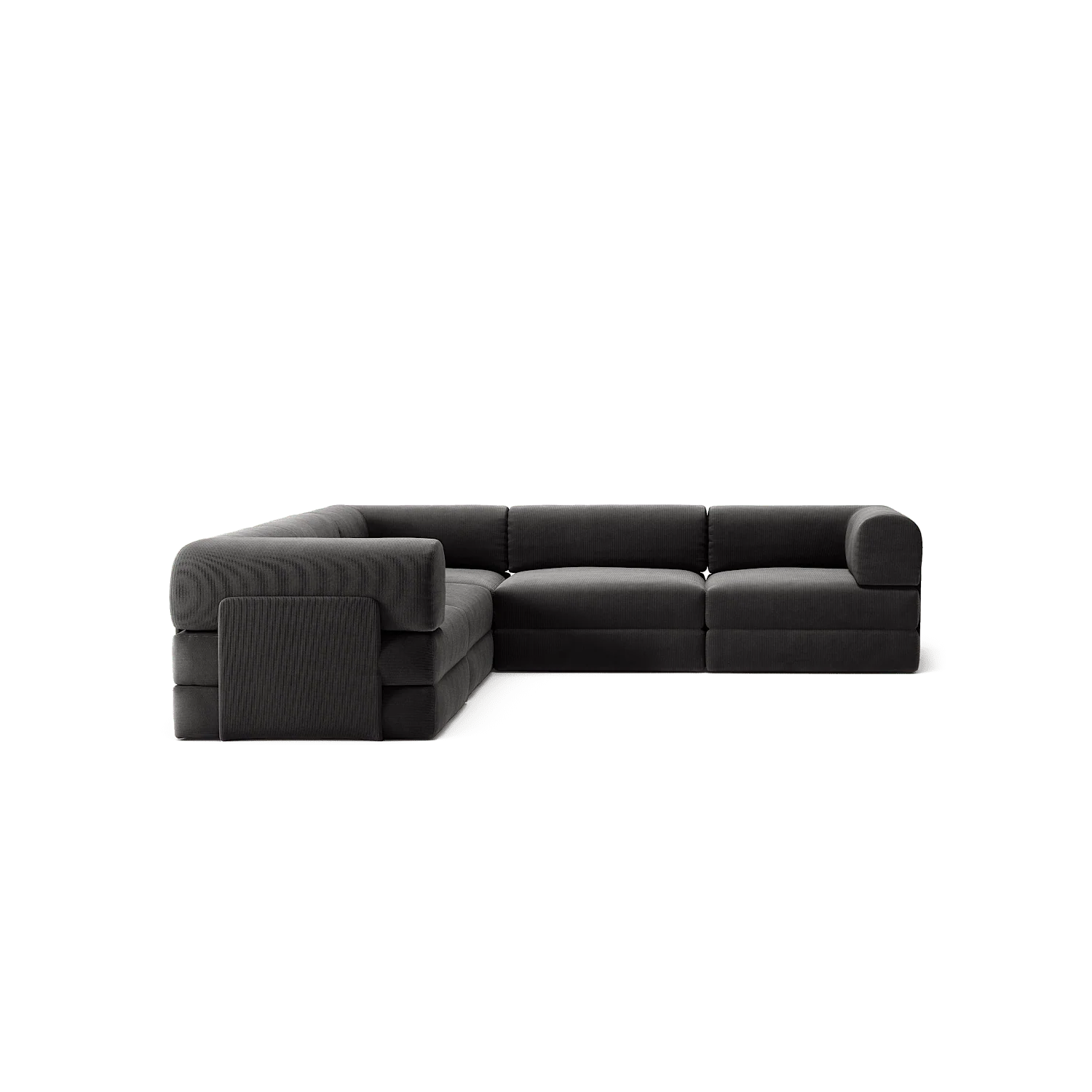 LUNA - 5 Seat corner sofa - Left - Corduroy Charcoal
