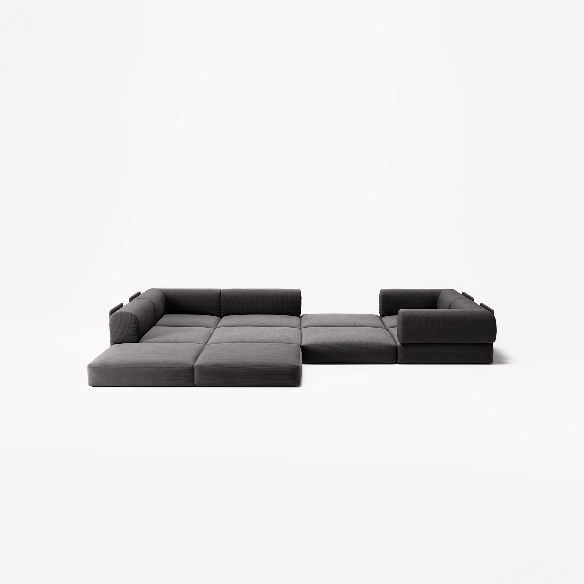 LUNA - 5 Seat corner sofa - Left - Corduroy Charcoal - Image 4