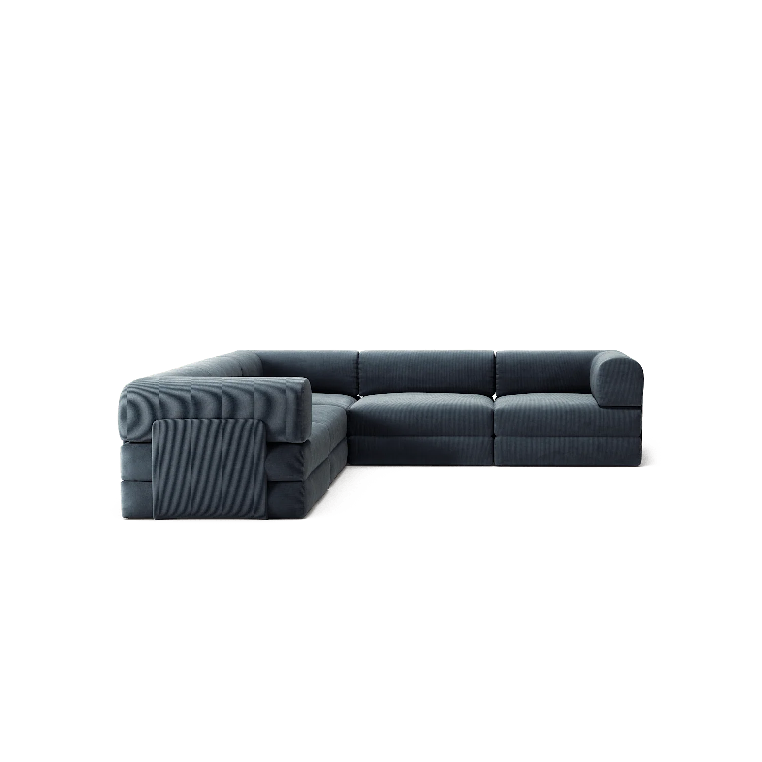 LUNA - 5 Seat corner sofa - Left - Corduroy Dark Blue