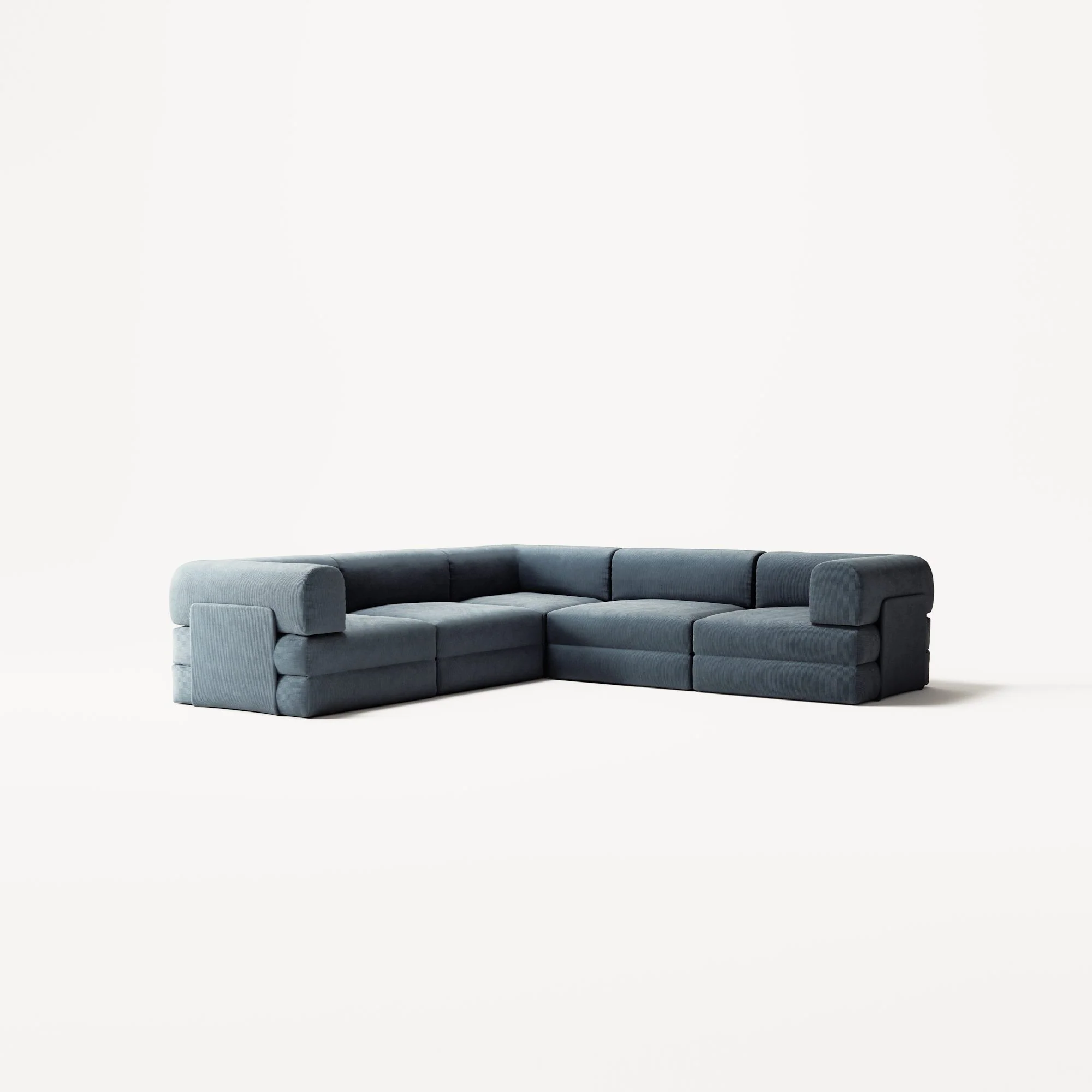 LUNA - 5 Seat corner sofa - Left - Corduroy Dark Blue - Image 2