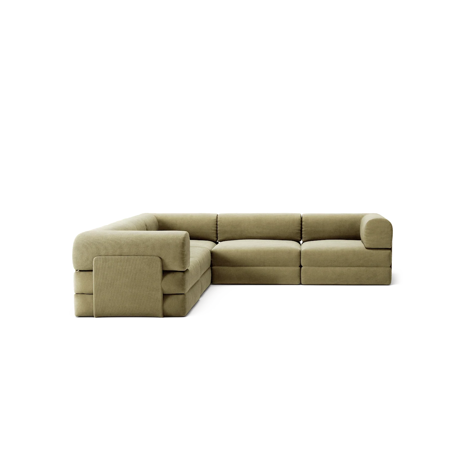 LUNA - 5 Seat corner sofa - Left - Corduroy Lime