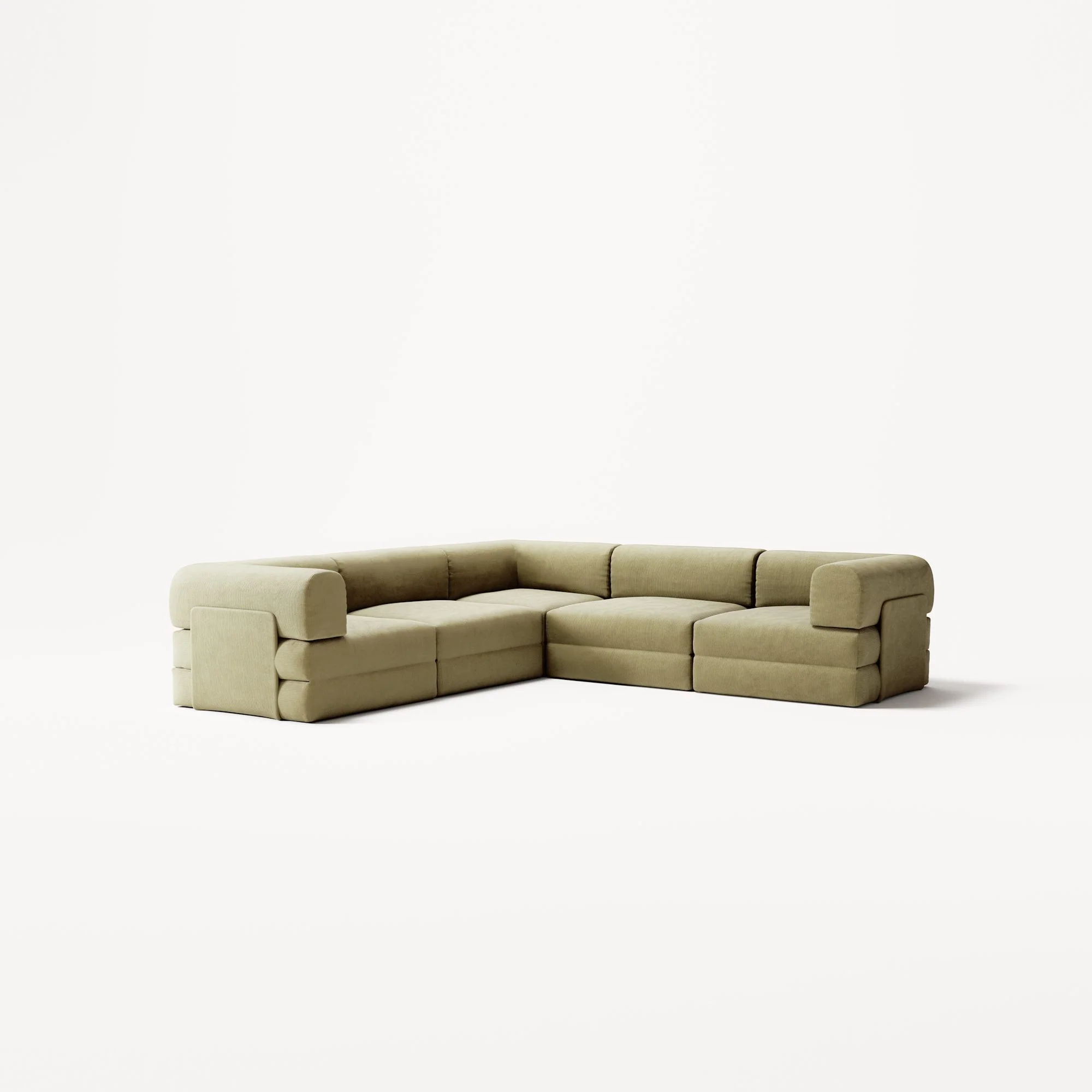 LUNA - 5 Seat corner sofa - Left - Corduroy Lime - Image 2