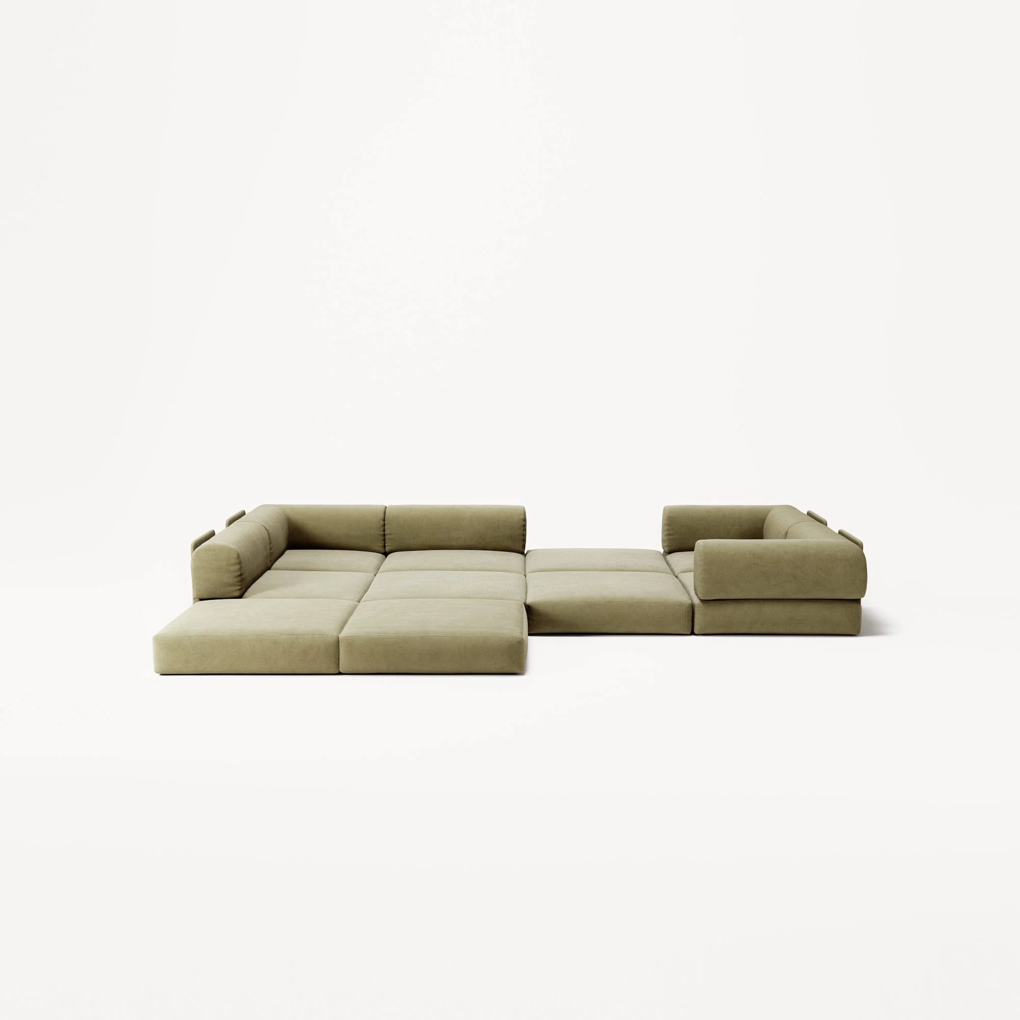 LUNA - 5 Seat corner sofa - Left - Corduroy Lime - Image 4