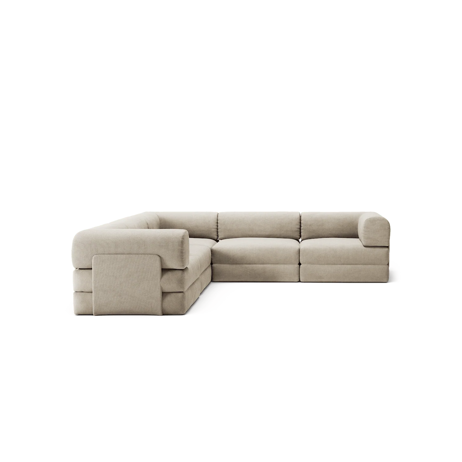 LUNA - 5 Seat corner sofa - Left - Corduroy Off-White