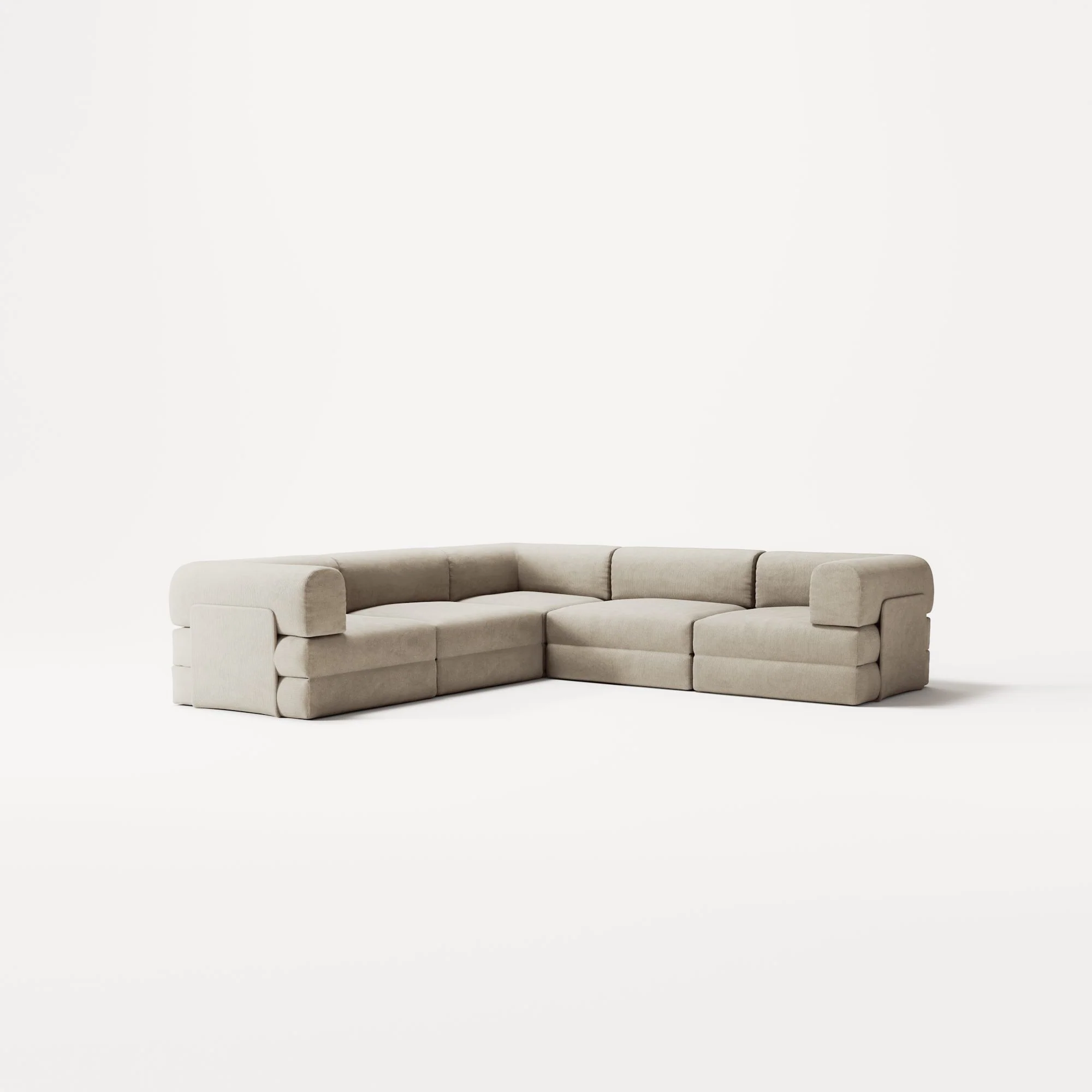 LUNA - 5 Seat corner sofa - Left - Corduroy Off-White - Image 2
