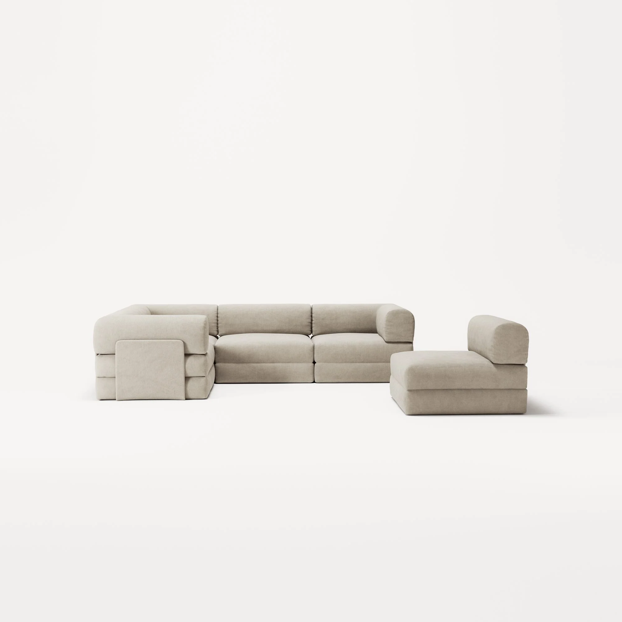 LUNA - 5 Seat corner sofa - Left - Corduroy Off-White - Image 5