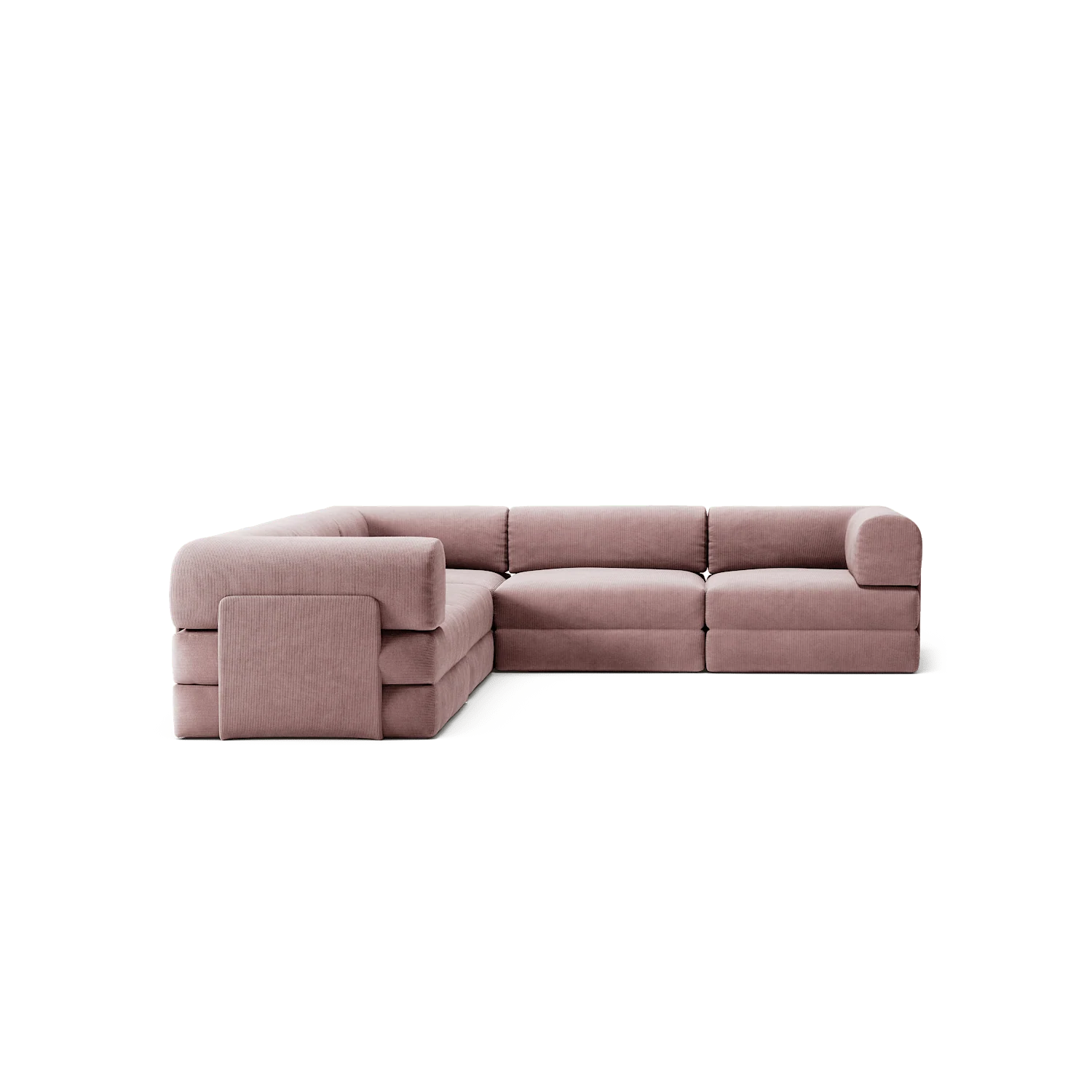 LUNA - 5 Seat corner sofa - Left - Corduroy Soft Pink