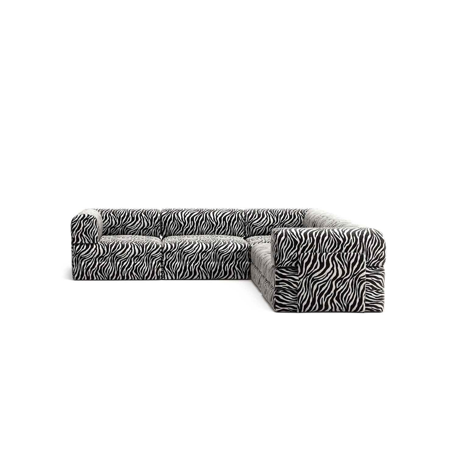 LUNA - 5 Seat corner sofa - Right - Chenille Jacquard Zebra Black White