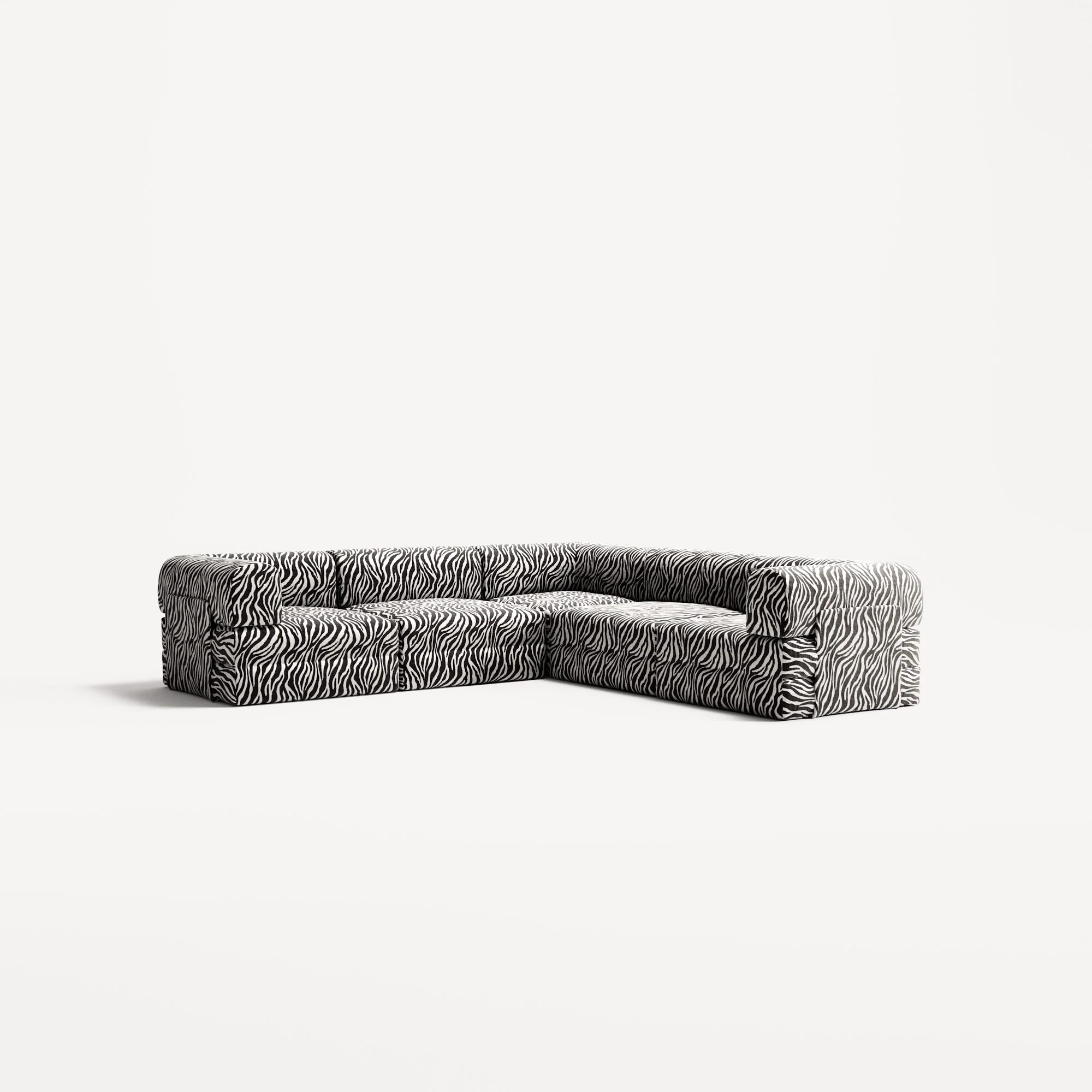 LUNA - 5 Seat corner sofa - Right - Chenille Jacquard Zebra Black White - Image 2