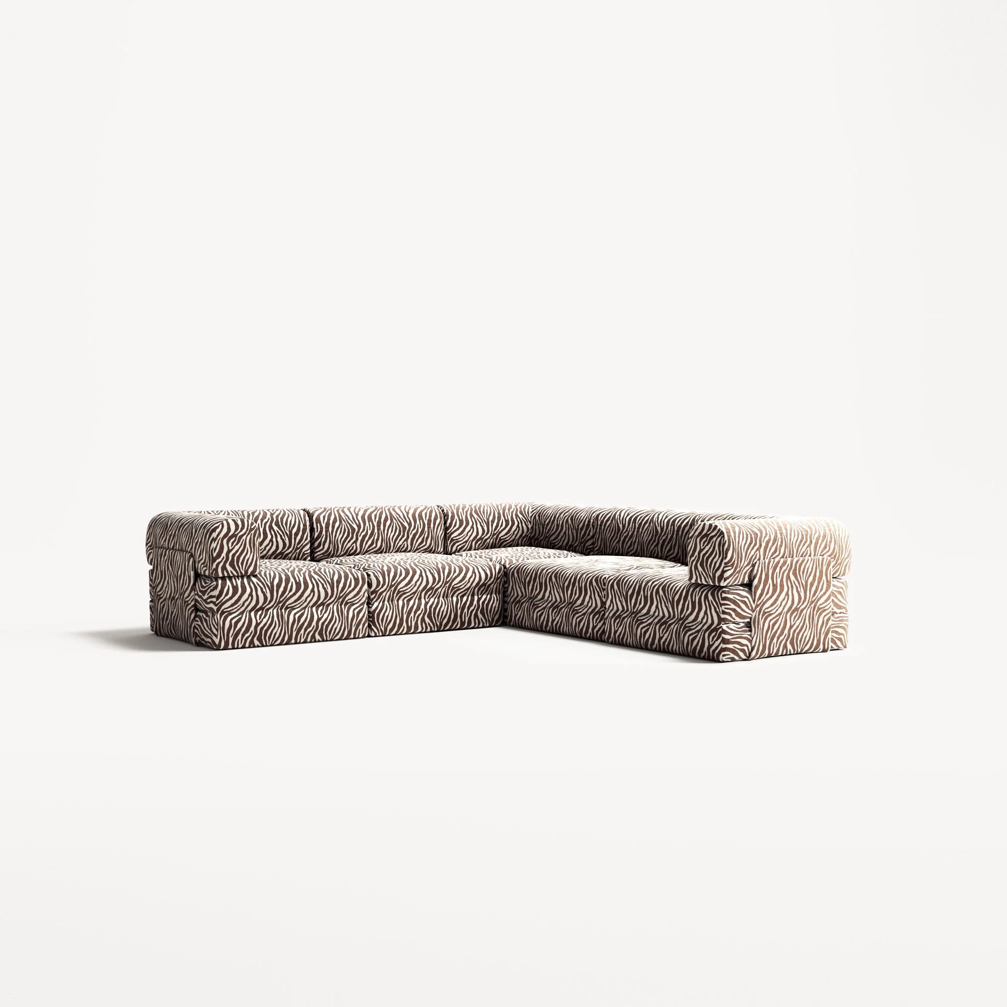 LUNA - 5 Seat corner sofa - Right - Chenille Jacquard Zebra Brown White - Image 2