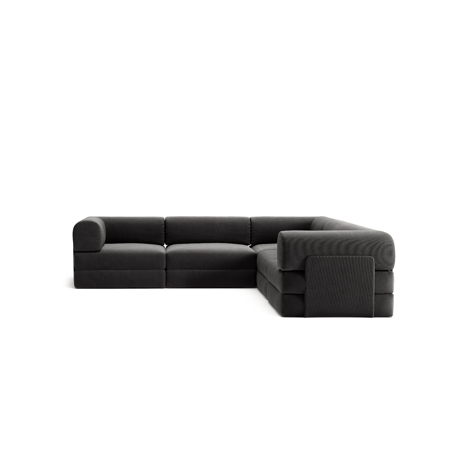 LUNA - 5 Seat corner sofa - Right - Corduroy Charcoal