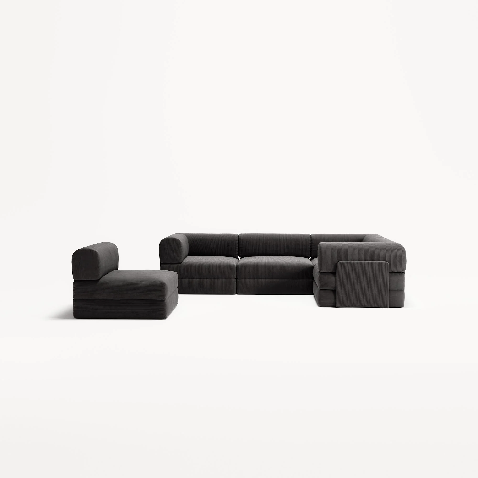 LUNA - 5 Seat corner sofa - Right - Corduroy Charcoal - Image 5
