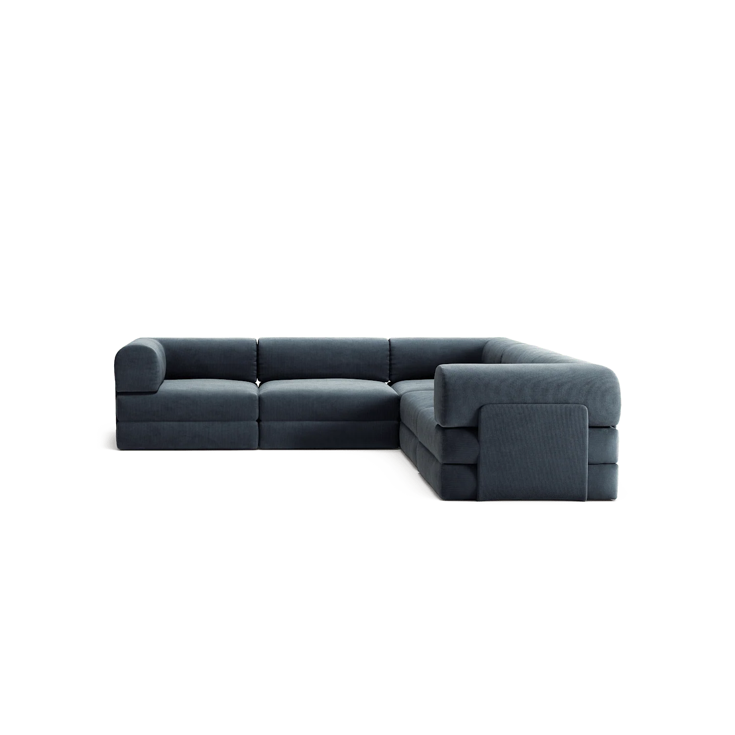 LUNA - 5 Seat corner sofa - Right - Corduroy Dark Blue