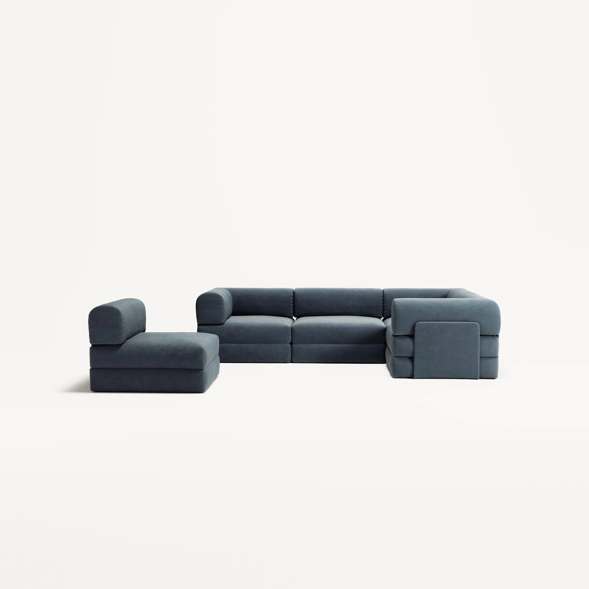 LUNA - 5 Seat corner sofa - Right - Corduroy Dark Blue - Image 5