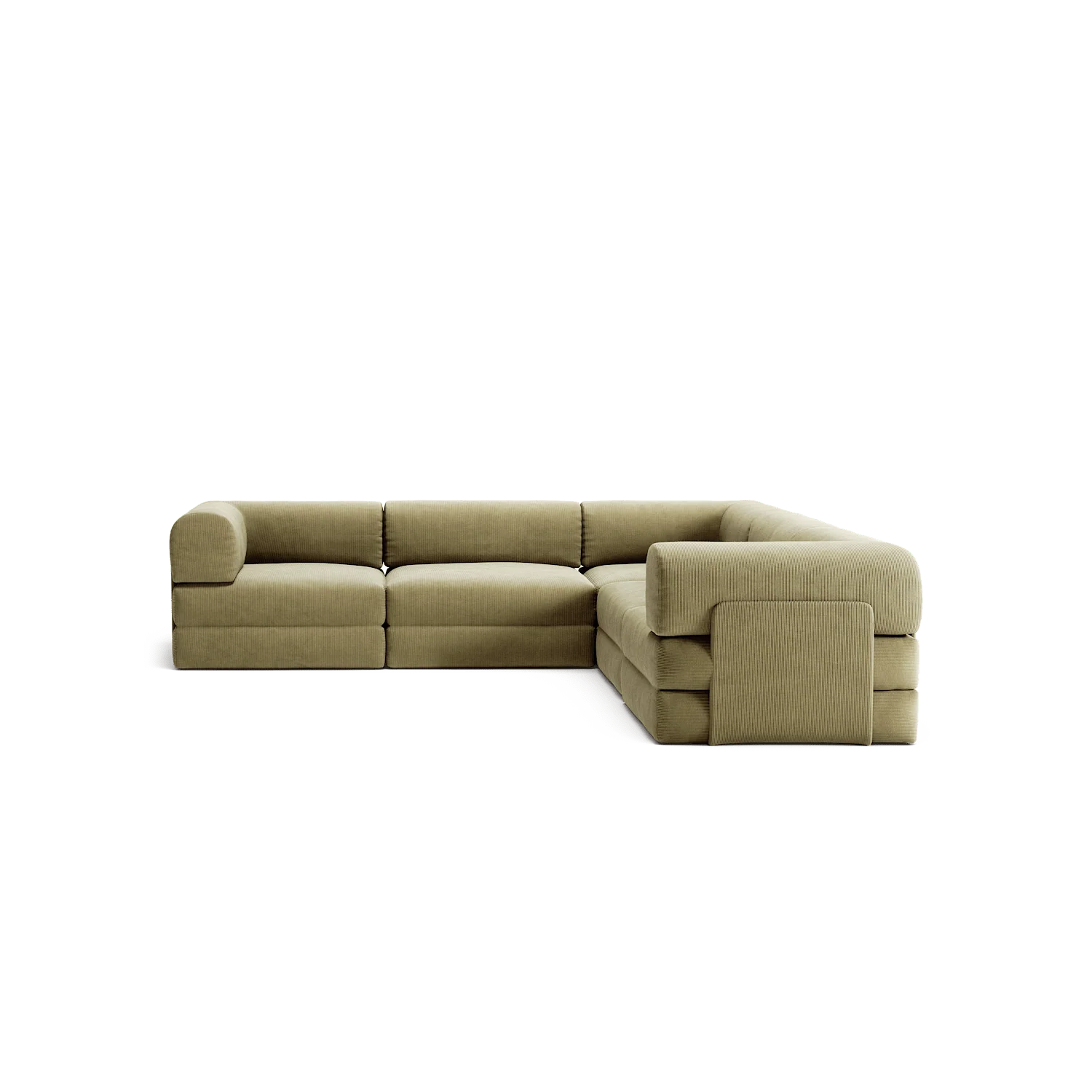 LUNA - 5 Seat corner sofa - Right - Corduroy Lime