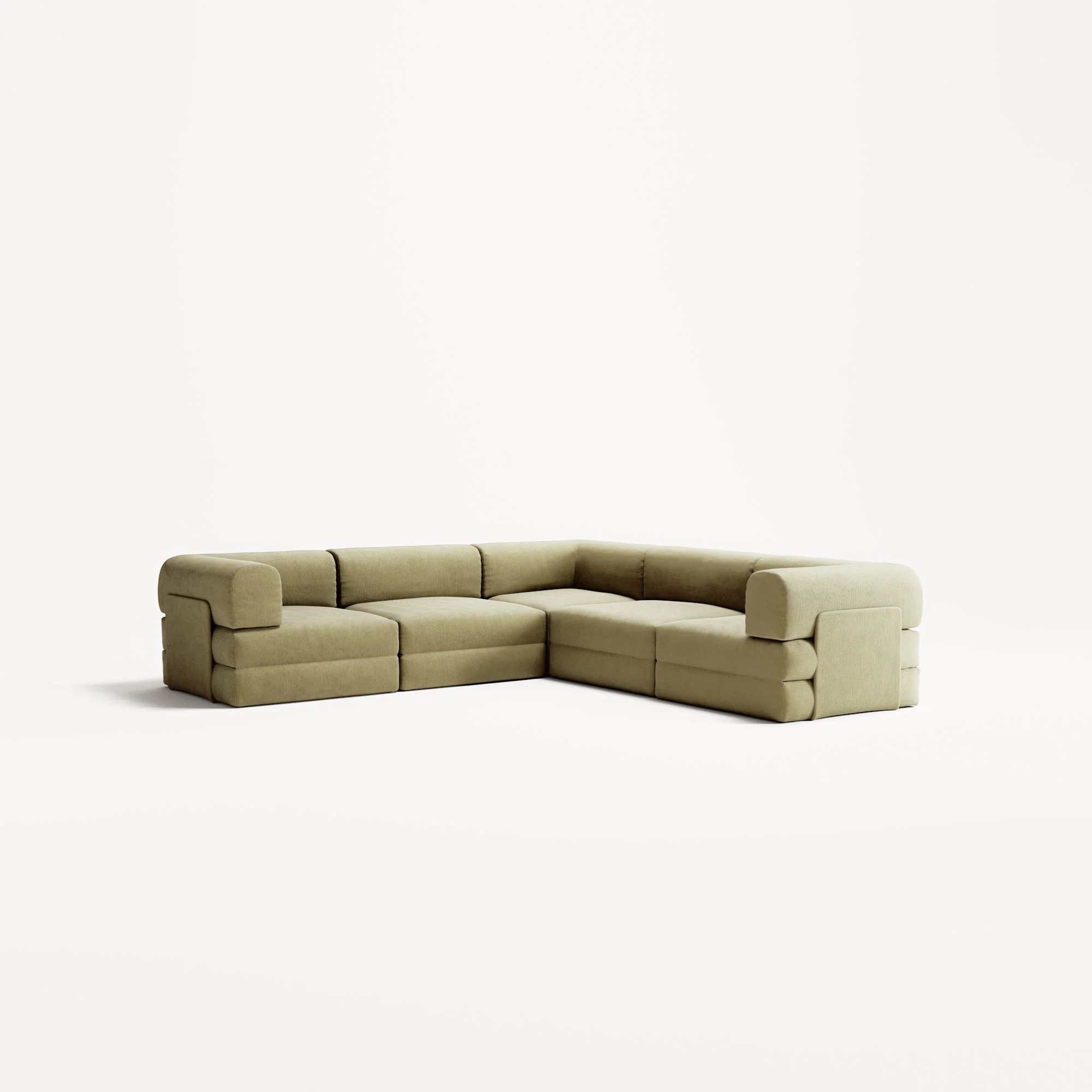 LUNA - 5 Seat corner sofa - Right - Corduroy Lime - Image 2