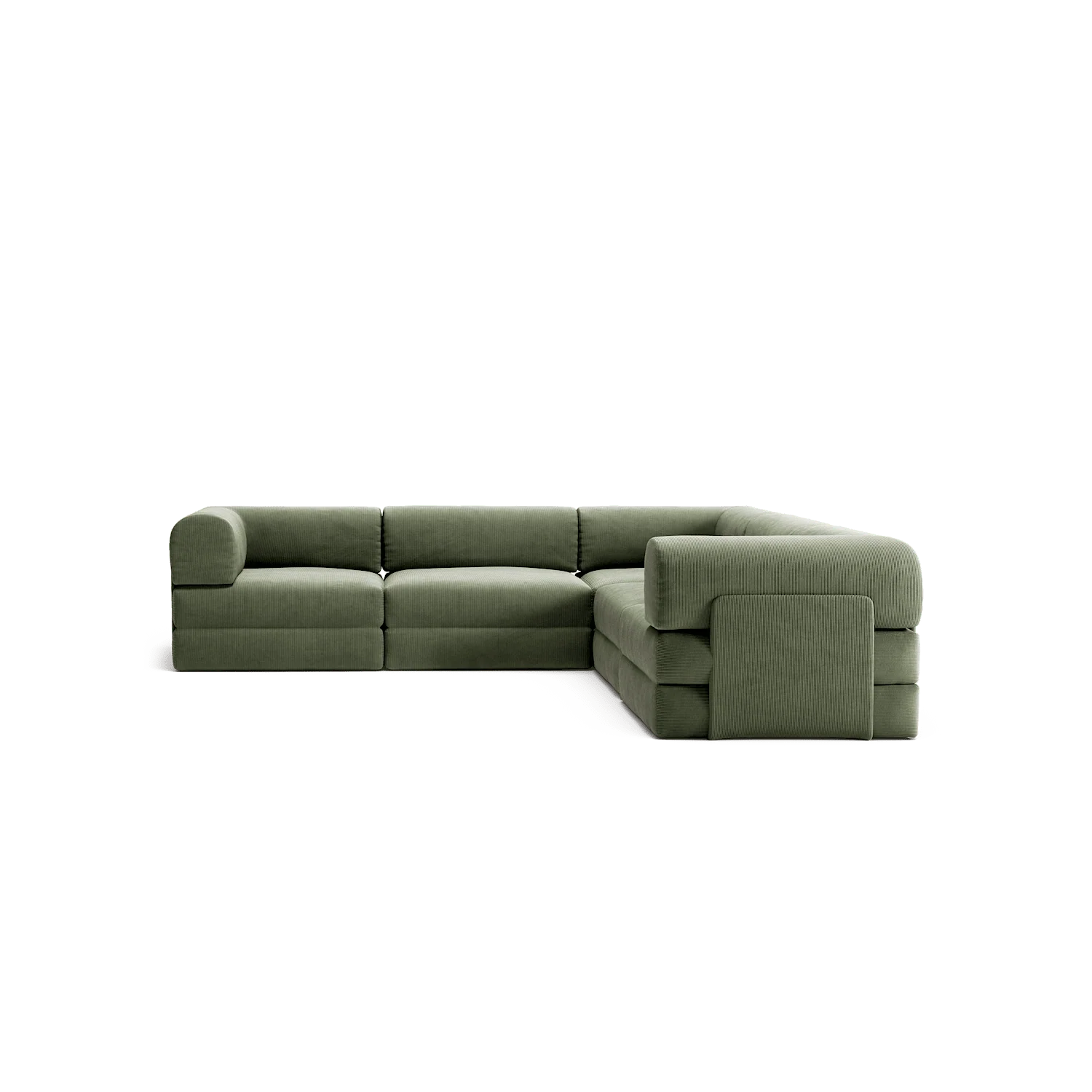 LUNA - 5 Seat corner sofa - Right - Corduroy Moss Green