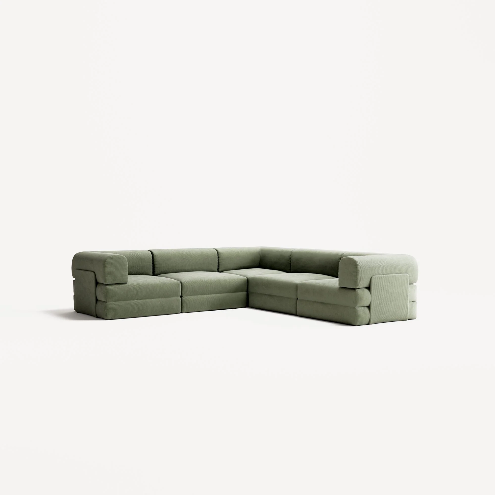 LUNA - 5 Seat corner sofa - Right - Corduroy Moss Green - Image 2