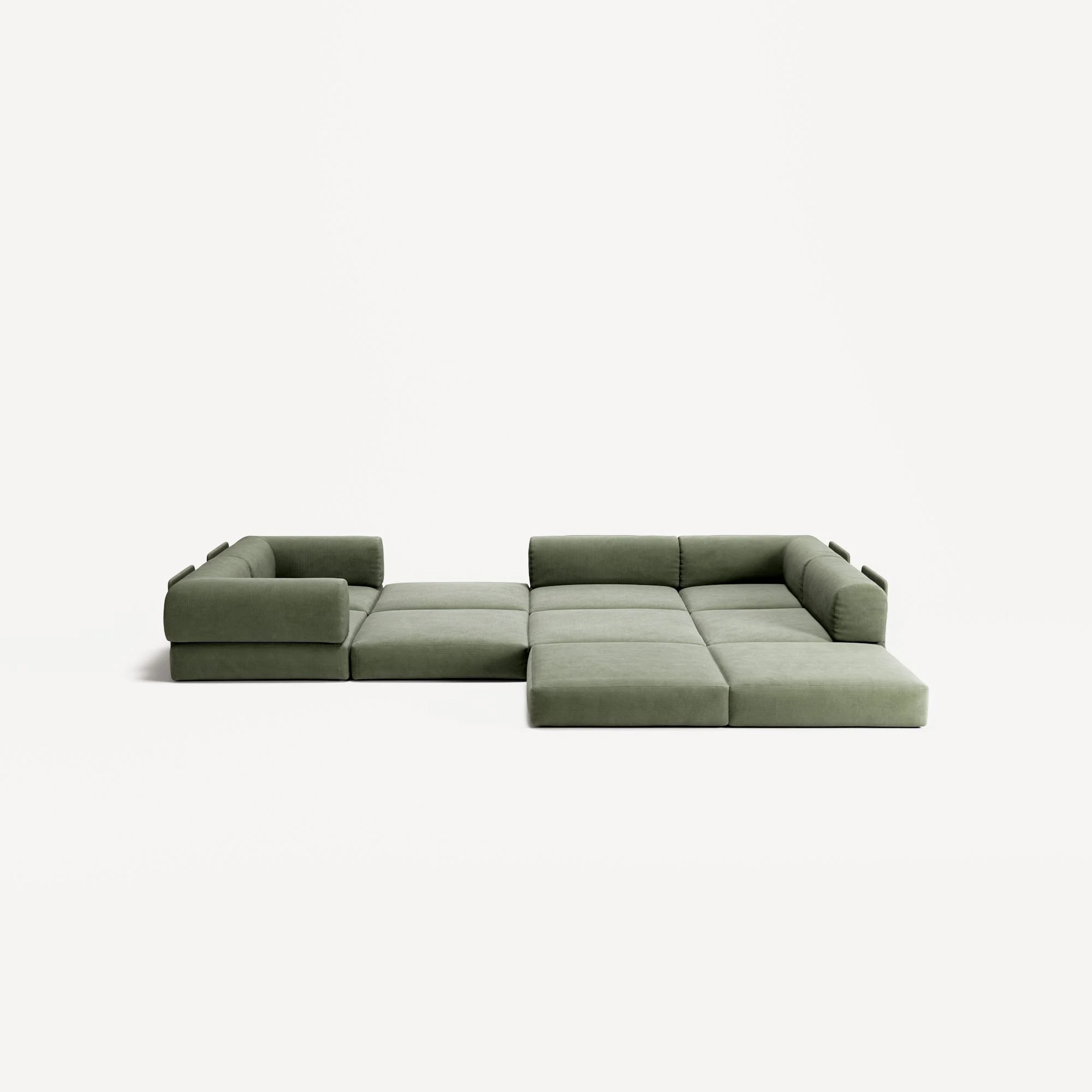 LUNA - 5 Seat corner sofa - Right - Corduroy Moss Green - Image 4