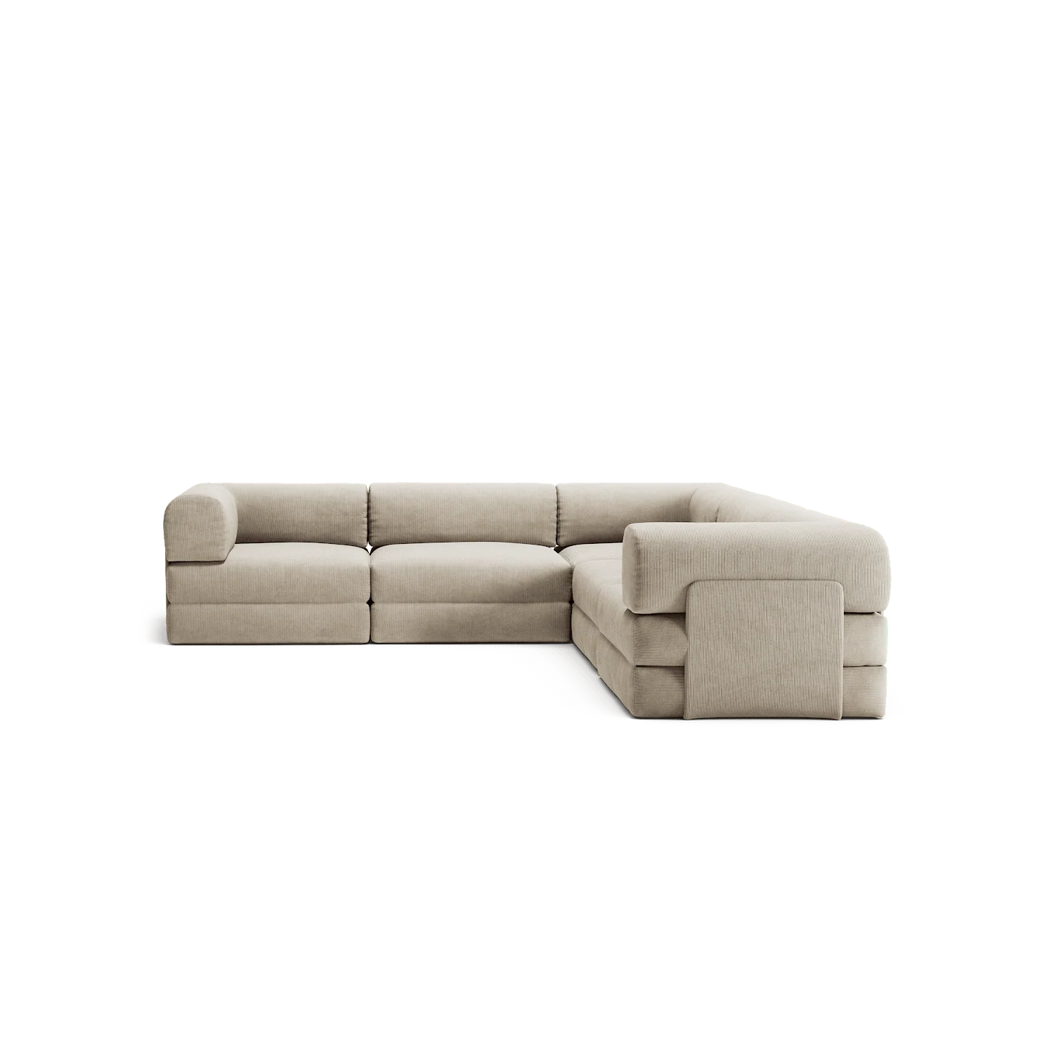 LUNA - 5 Seat corner sofa - Right - Corduroy Off-White
