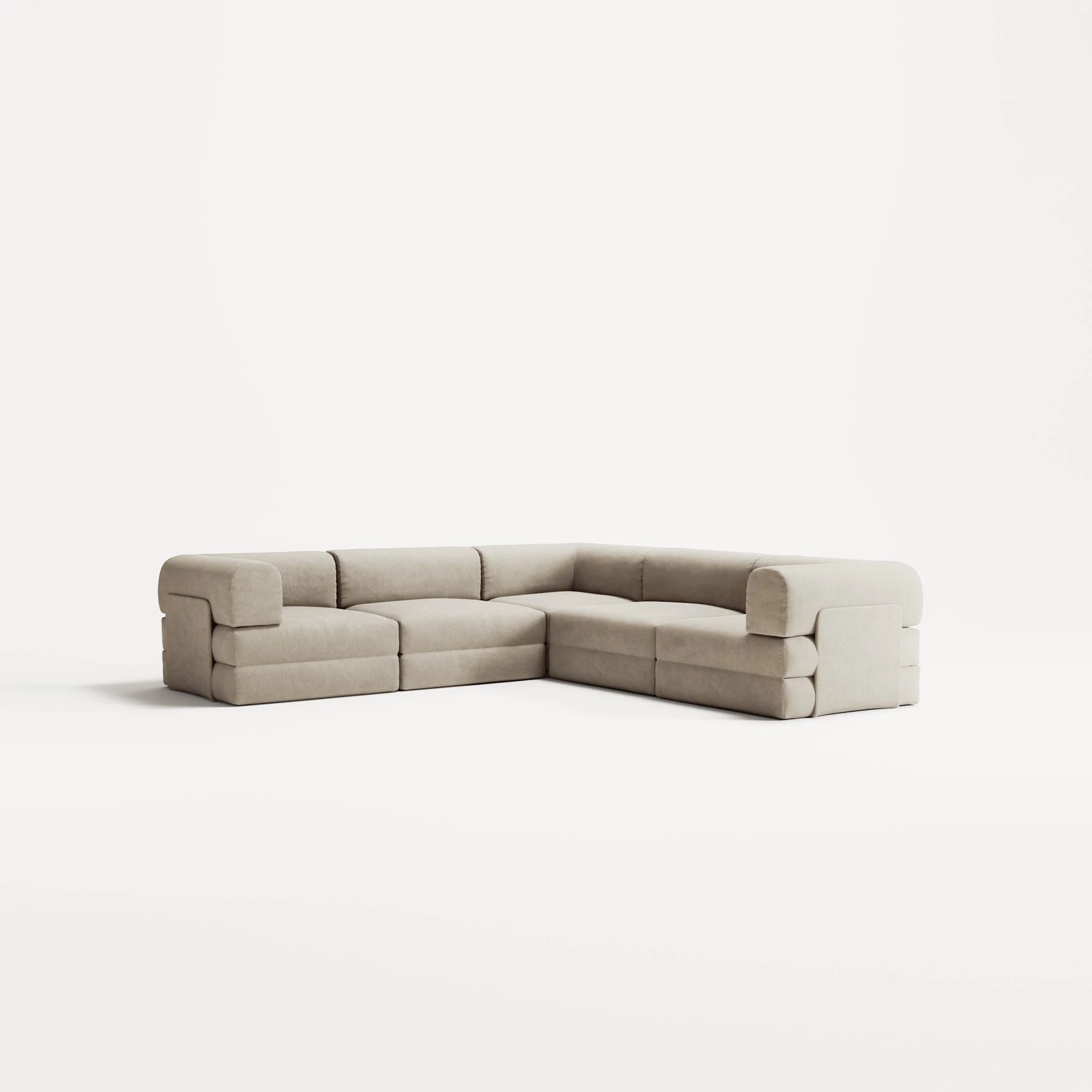 LUNA - 5 Seat corner sofa - Right - Corduroy Off-White - Image 2